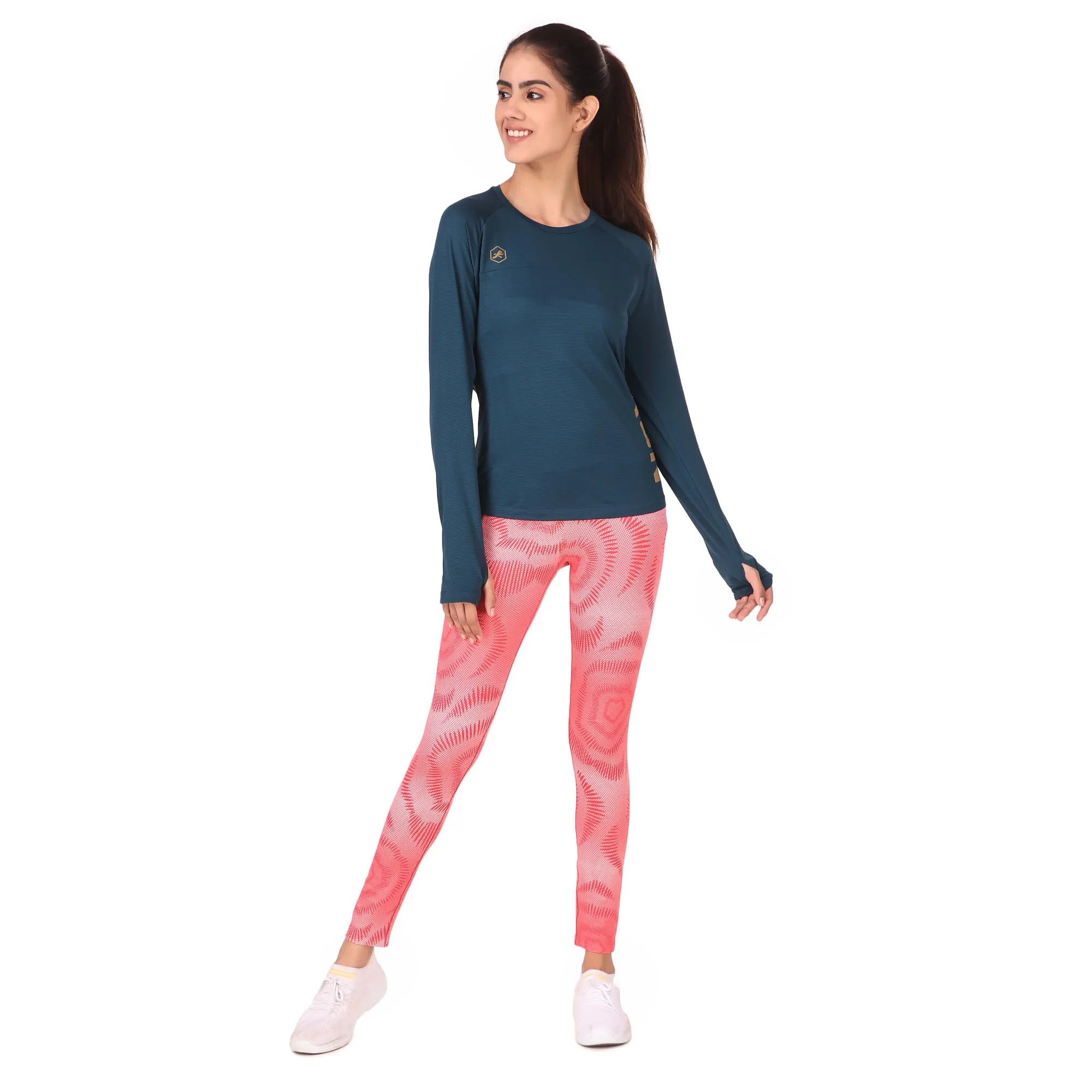 Gym Yoga Running Legging For Women Zip Pocket (Red Floral)
