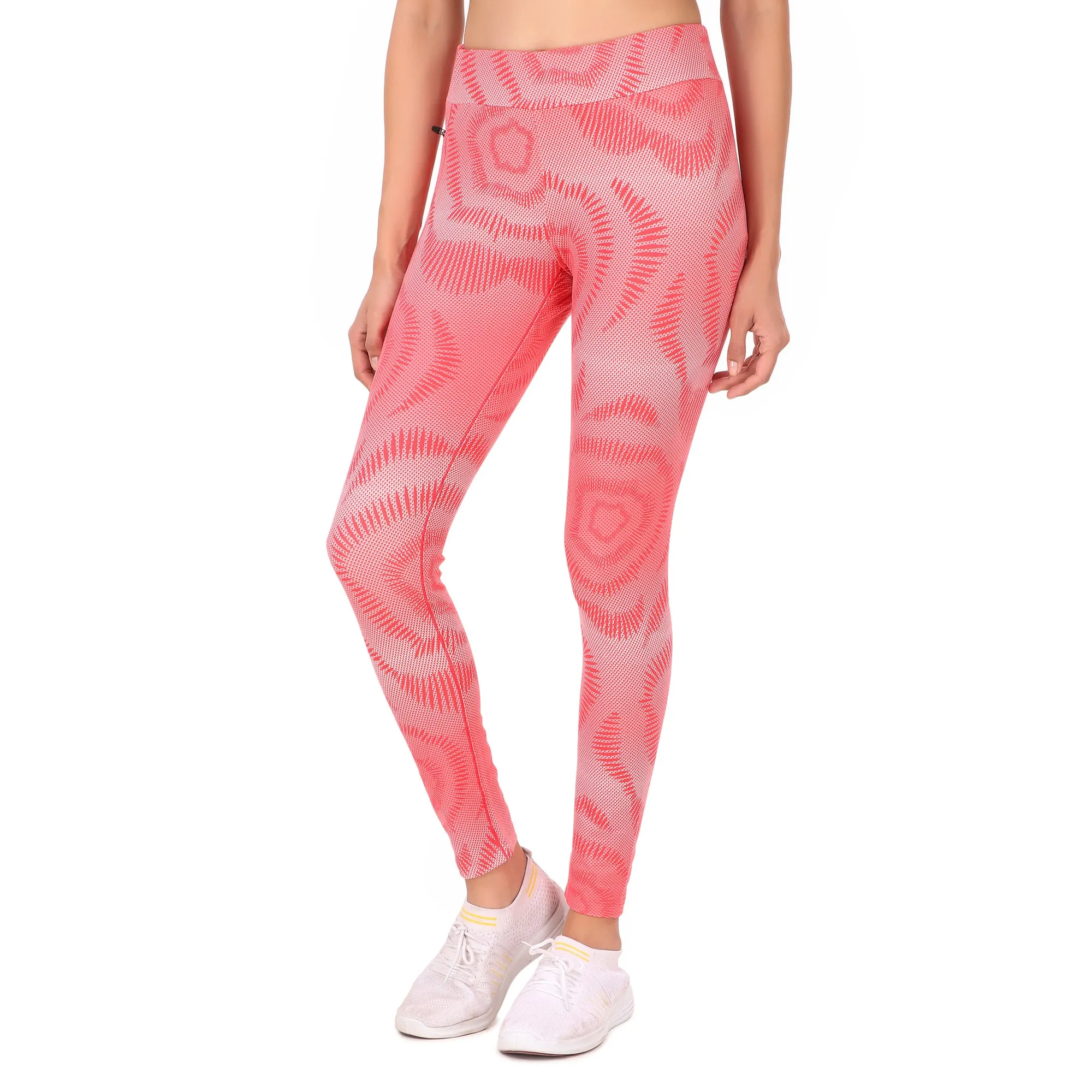 Gym Yoga Running Legging For Women Zip Pocket (Red Floral)