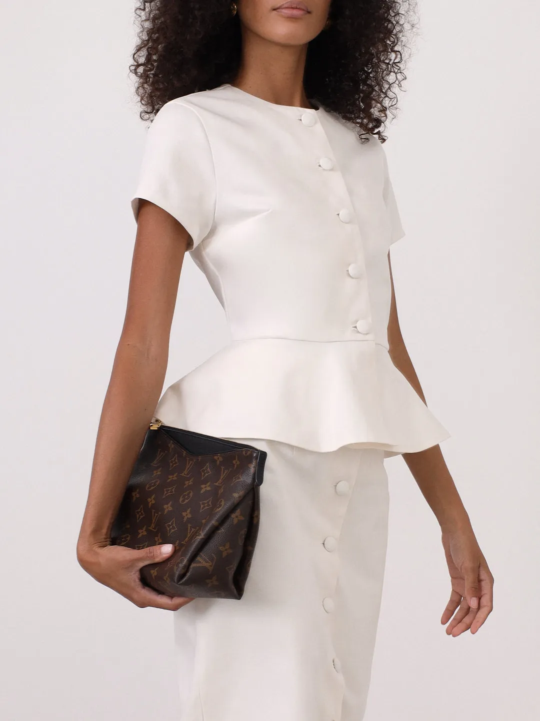 Hera Denim Button Pencil Skirt | White