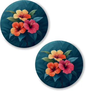 Hibiscus Pin Button 2.25 inch 2-Pack  Pinback Button for Jeans Pants Shirt Backpack  Plant Pins for Clothes Hat Cap ID45000