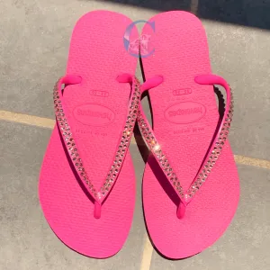 Hot Pink Thin Strap Havaiana/Vintage Rose - 2 Rows *