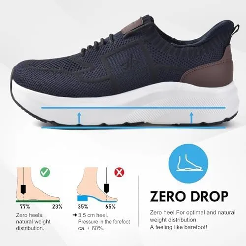 JACKSHIBO Mens Slip in Hands Free Shoes Wide Toe Box Orthopedic Slip On Walking Sneakers with Arch Support Cushioned Sole