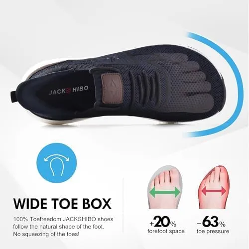 JACKSHIBO Mens Slip in Hands Free Shoes Wide Toe Box Orthopedic Slip On Walking Sneakers with Arch Support Cushioned Sole
