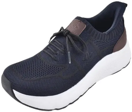 JACKSHIBO Mens Slip in Hands Free Shoes Wide Toe Box Orthopedic Slip On Walking Sneakers with Arch Support Cushioned Sole
