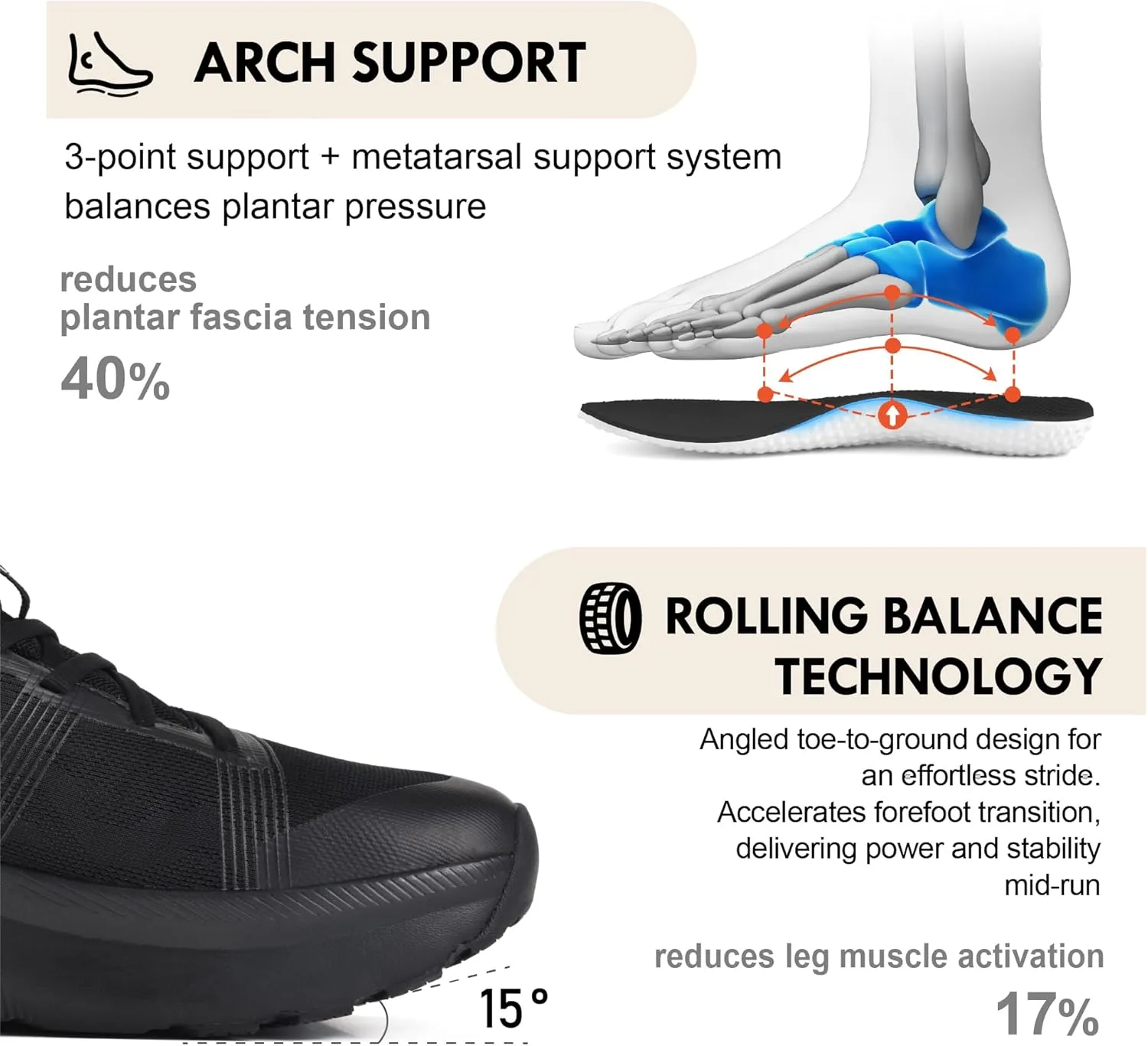 JACKSHIBO Mens Wide Toe Box Slip in Hands Free Shoes,Slip on Arch Support Wide Sneakers,Thick Cushioning Running Orthopedic Walking Sneakers with Zero Drop Sole