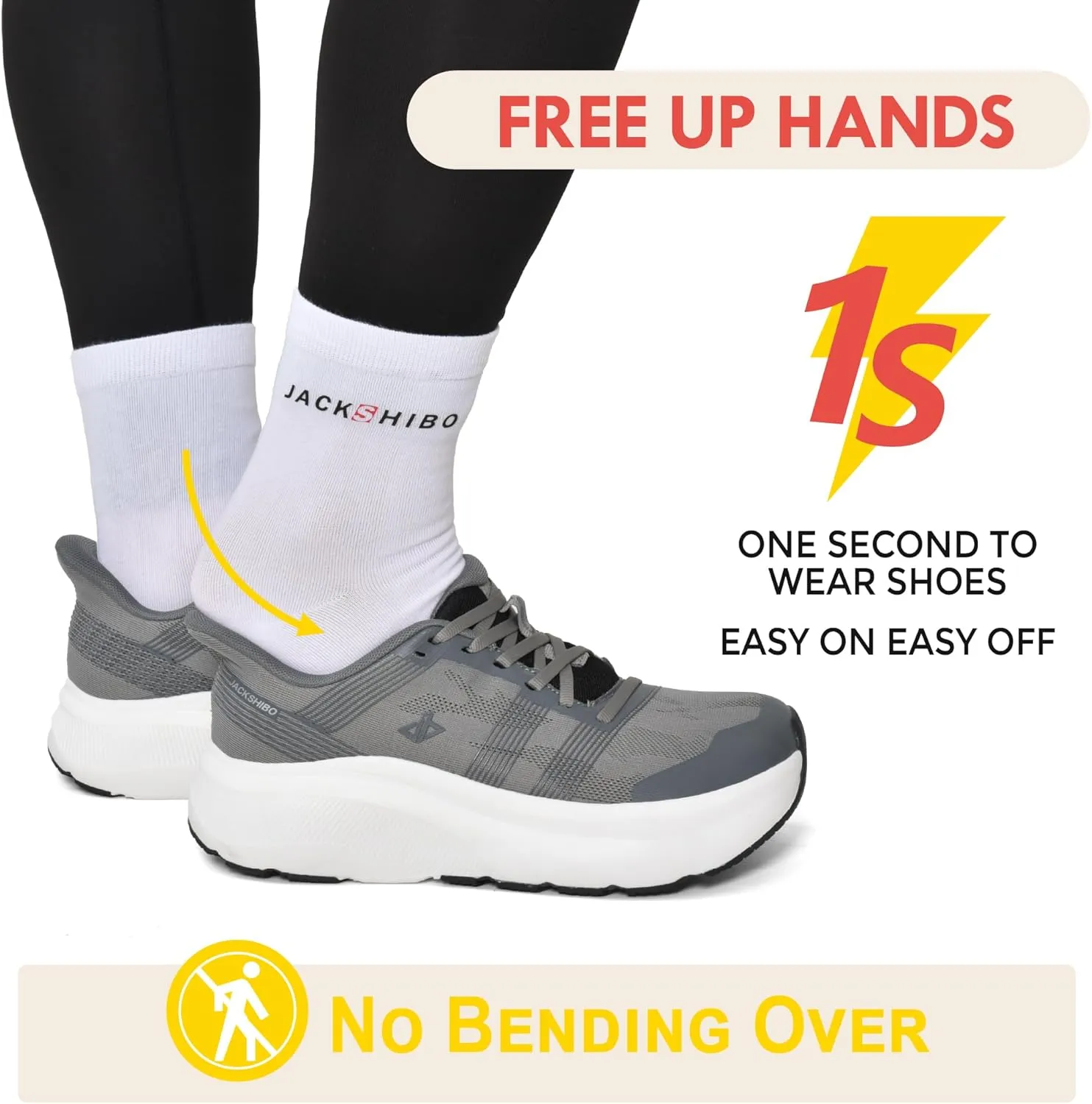 JACKSHIBO Mens Wide Toe Box Slip in Hands Free Shoes,Slip on Arch Support Wide Sneakers,Thick Cushioning Running Orthopedic Walking Sneakers with Zero Drop Sole