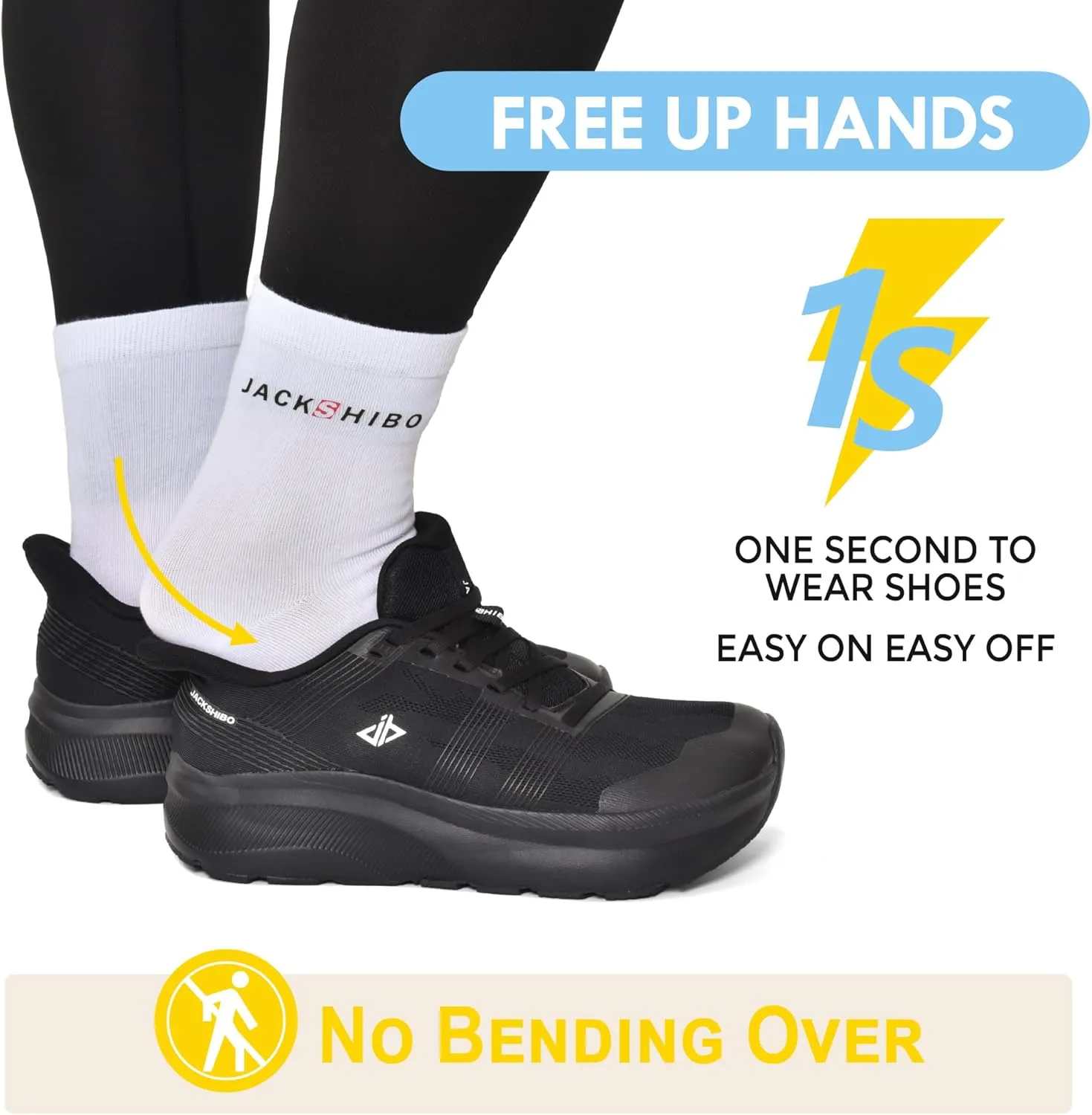 JACKSHIBO Mens Wide Toe Box Slip in Hands Free Shoes,Slip on Arch Support Wide Sneakers,Thick Cushioning Running Orthopedic Walking Sneakers with Zero Drop Sole