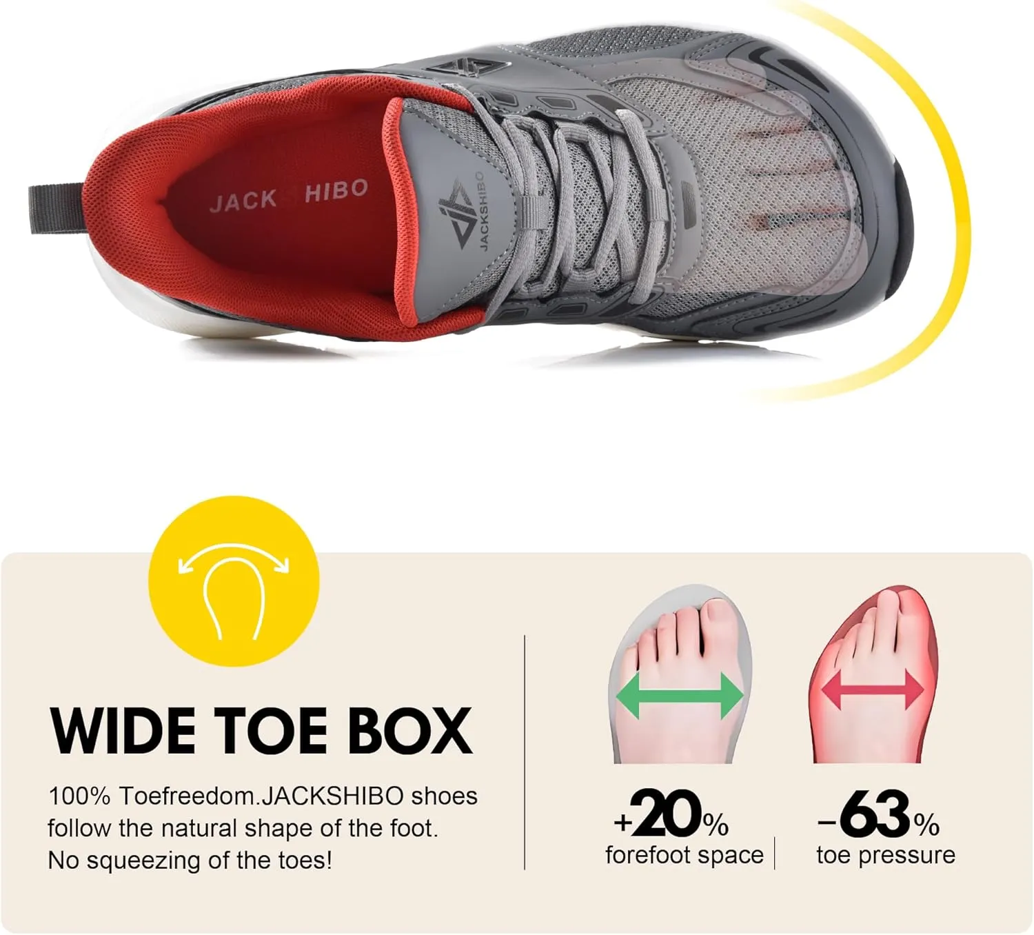 JACKSHIBO Mens Wide Toe Box Slip in Hands Free Shoes,Slip on Arch Support Wide Sneakers,Thick Cushioning Stability Running Shoes,Orthopedic Walking Sneakers with Zero Drop Sole