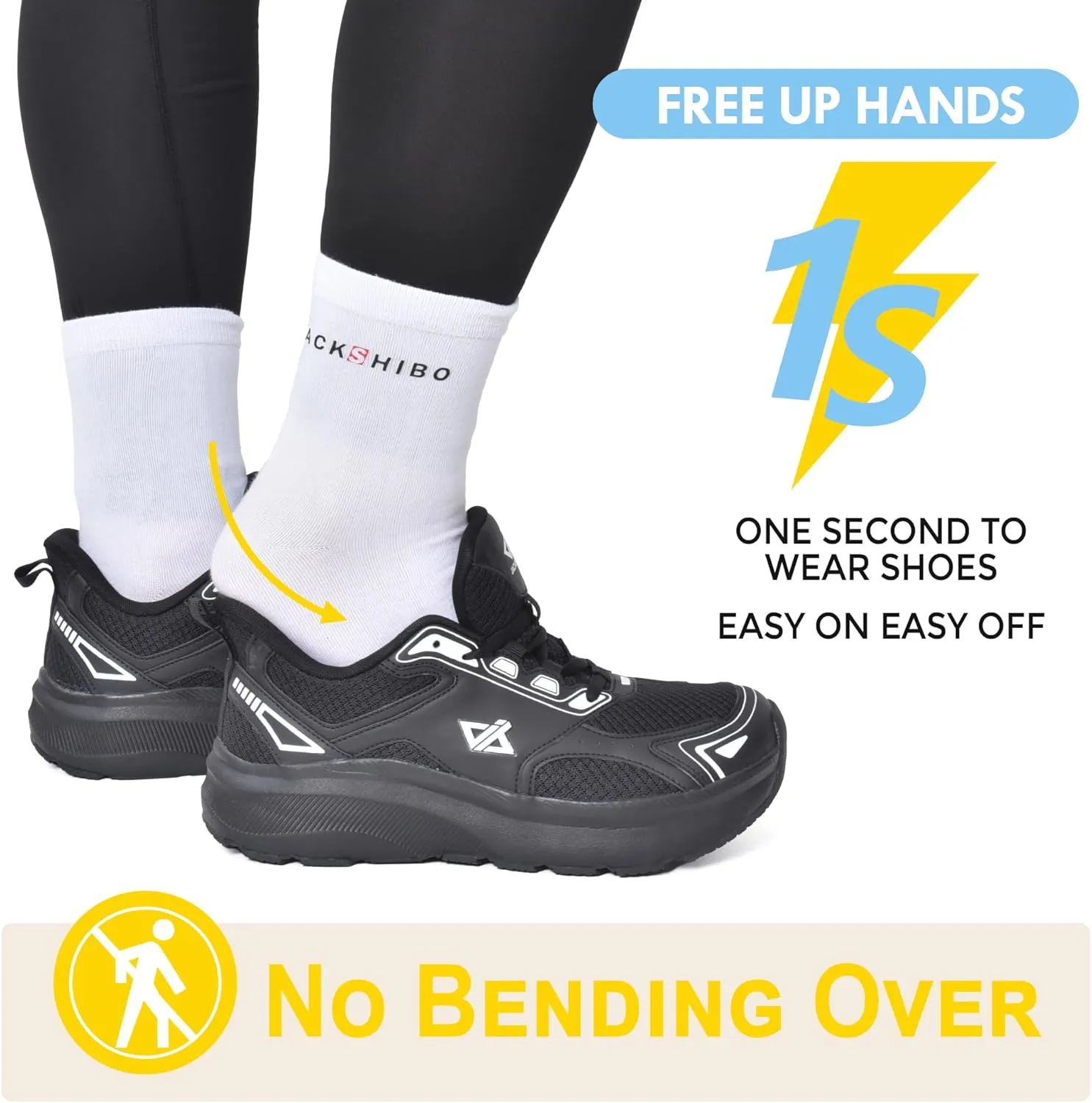 JACKSHIBO Mens Wide Toe Box Slip in Hands Free Shoes,Slip on Arch Support Wide Sneakers,Thick Cushioning Stability Running Shoes,Orthopedic Walking Sneakers with Zero Drop Sole