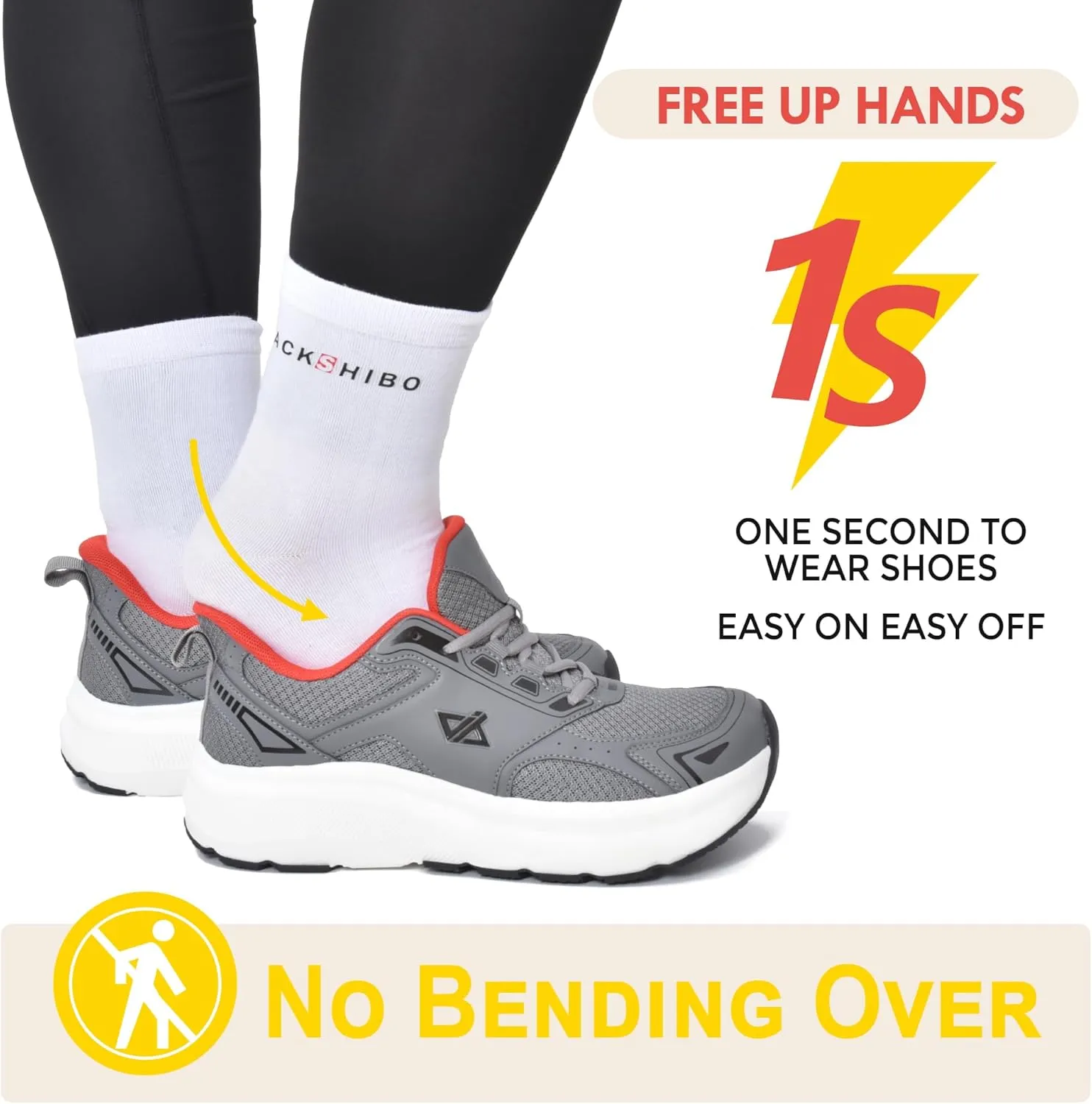 JACKSHIBO Mens Wide Toe Box Slip in Hands Free Shoes,Slip on Arch Support Wide Sneakers,Thick Cushioning Stability Running Shoes,Orthopedic Walking Sneakers with Zero Drop Sole