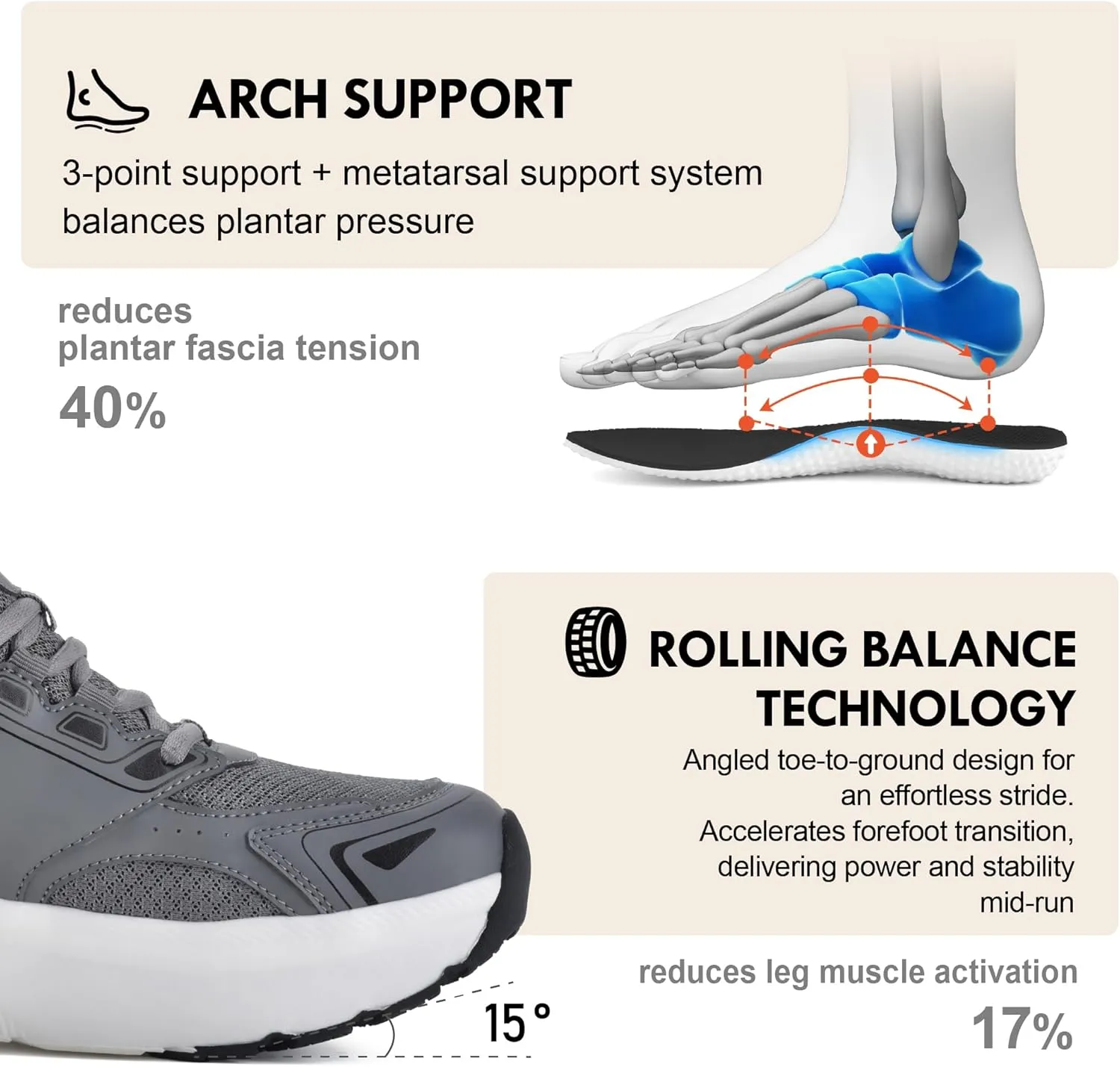 JACKSHIBO Mens Wide Toe Box Slip in Hands Free Shoes,Slip on Arch Support Wide Sneakers,Thick Cushioning Stability Running Shoes,Orthopedic Walking Sneakers with Zero Drop Sole