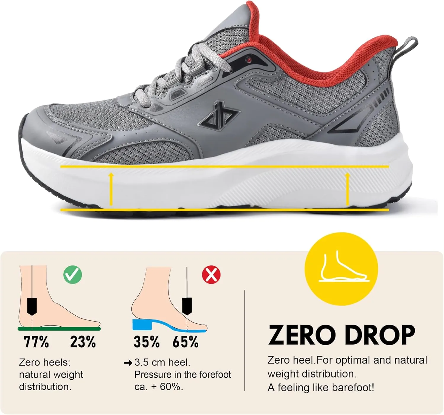 JACKSHIBO Mens Wide Toe Box Slip in Hands Free Shoes,Slip on Arch Support Wide Sneakers,Thick Cushioning Stability Running Shoes,Orthopedic Walking Sneakers with Zero Drop Sole