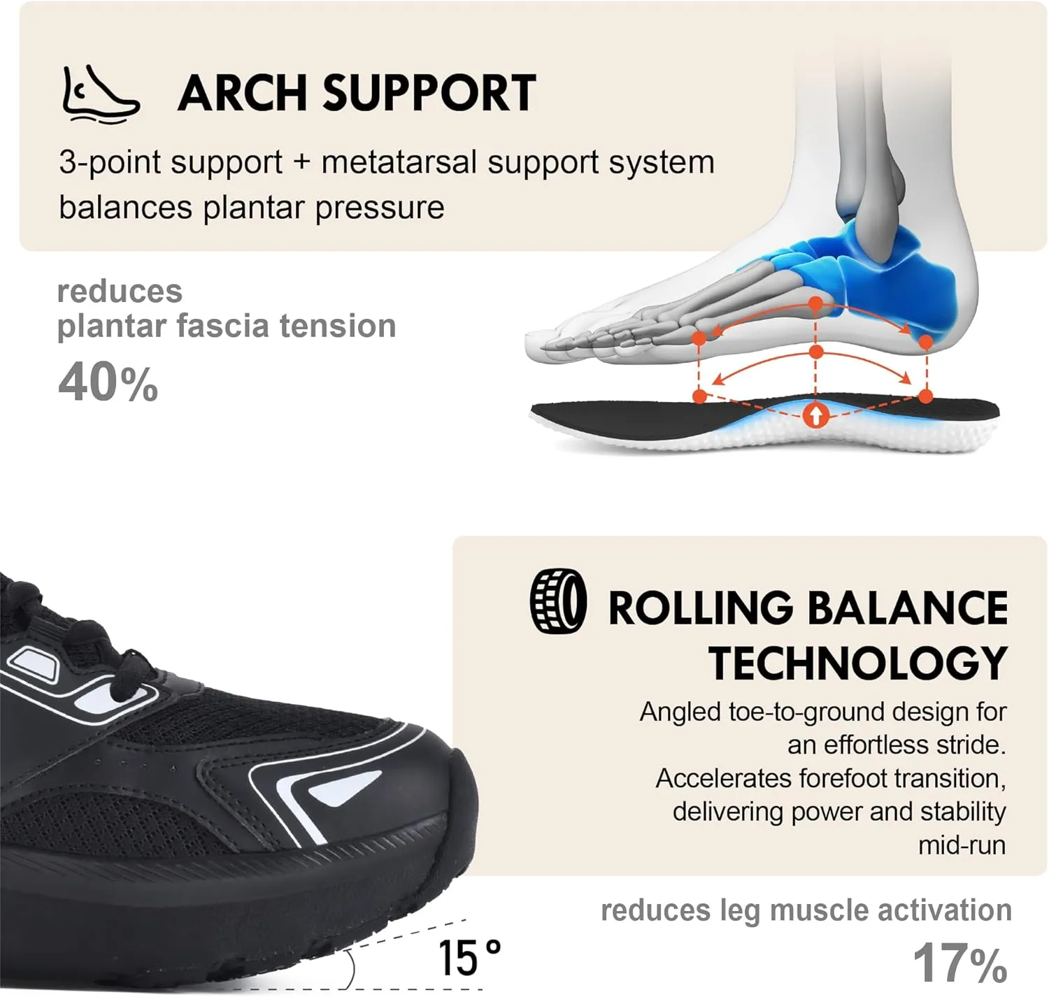 JACKSHIBO Mens Wide Toe Box Slip in Hands Free Shoes,Slip on Arch Support Wide Sneakers,Thick Cushioning Stability Running Shoes,Orthopedic Walking Sneakers with Zero Drop Sole