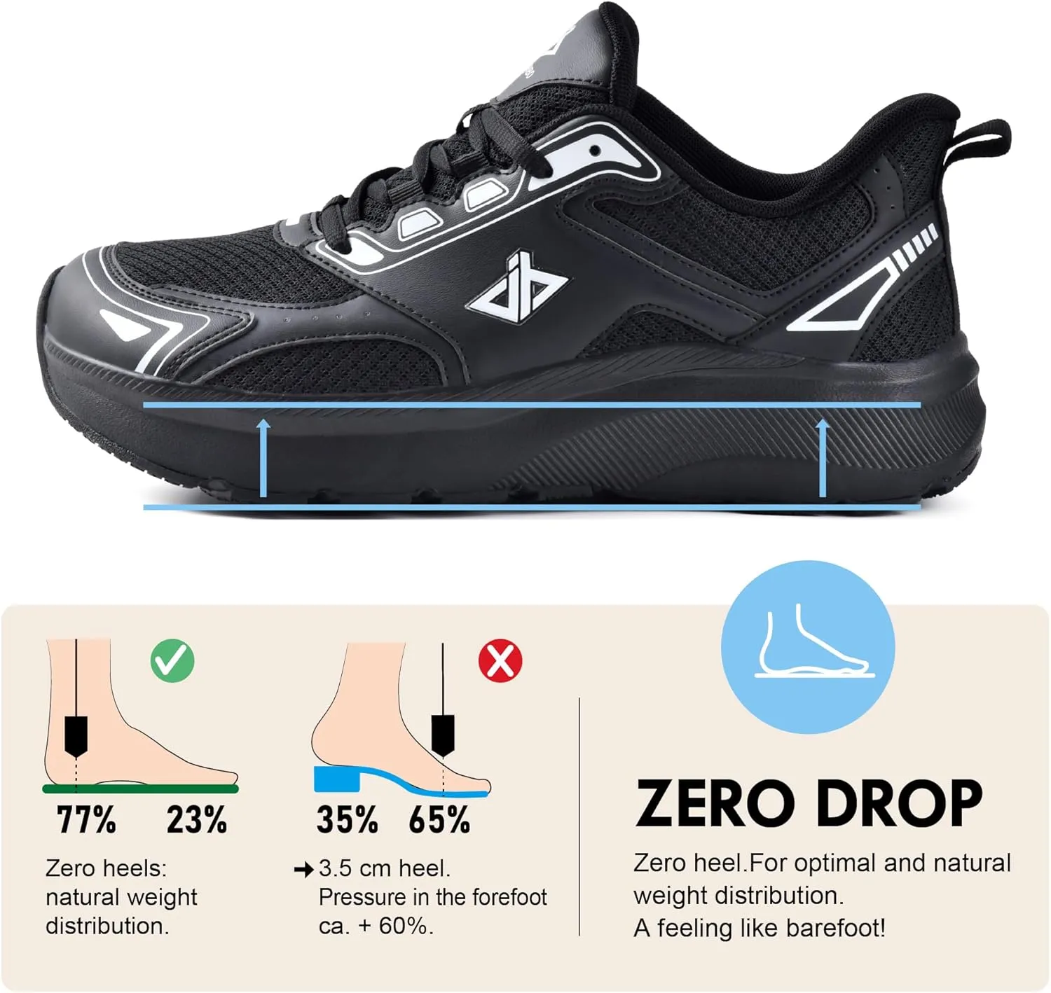 JACKSHIBO Mens Wide Toe Box Slip in Hands Free Shoes,Slip on Arch Support Wide Sneakers,Thick Cushioning Stability Running Shoes,Orthopedic Walking Sneakers with Zero Drop Sole