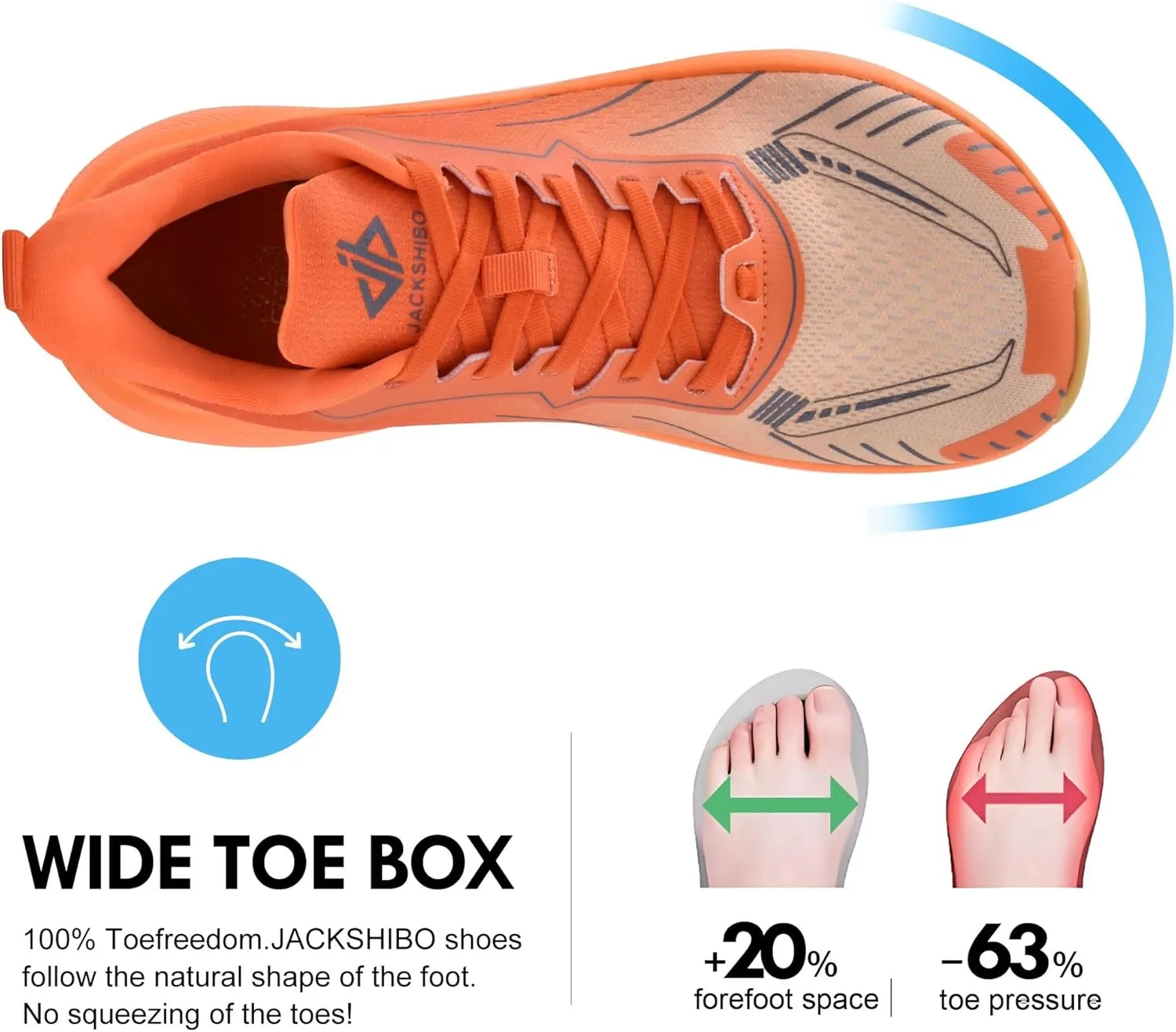 JACKSHIBO Slip in Men Hands Free Wide Toe Box Shoes Slip on Arch Support Wide Sneakers for Running Walking Tennis Athletic Plantar Fasciitis Orthopedic Shoe Zero Drop Cushion Thick Sole Width Shoes