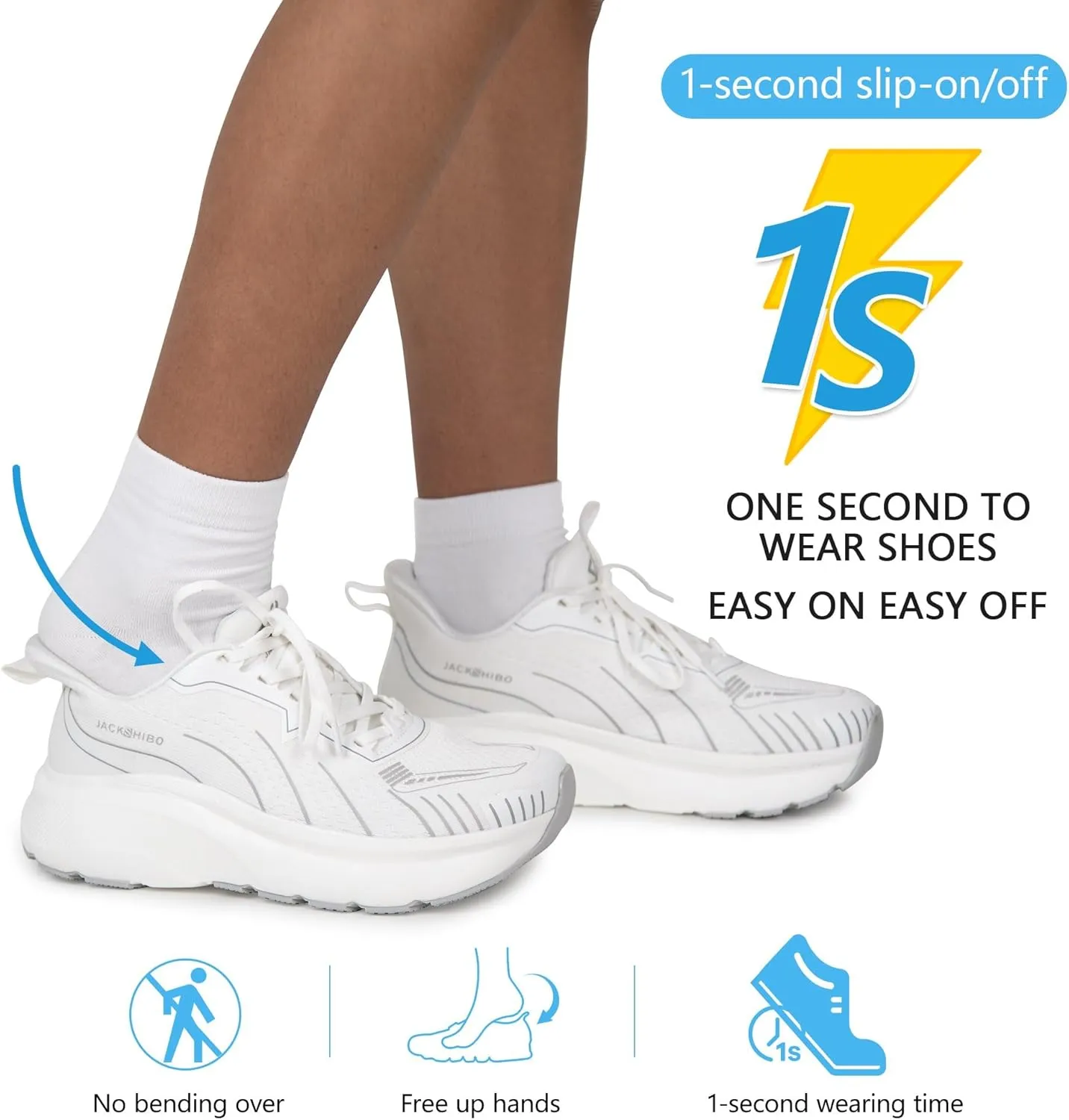 JACKSHIBO Slip in Men Hands Free Wide Toe Box Shoes Slip on Arch Support Wide Sneakers for Running Walking Tennis Athletic Plantar Fasciitis Orthopedic Shoe Zero Drop Cushion Thick Sole Width Shoes