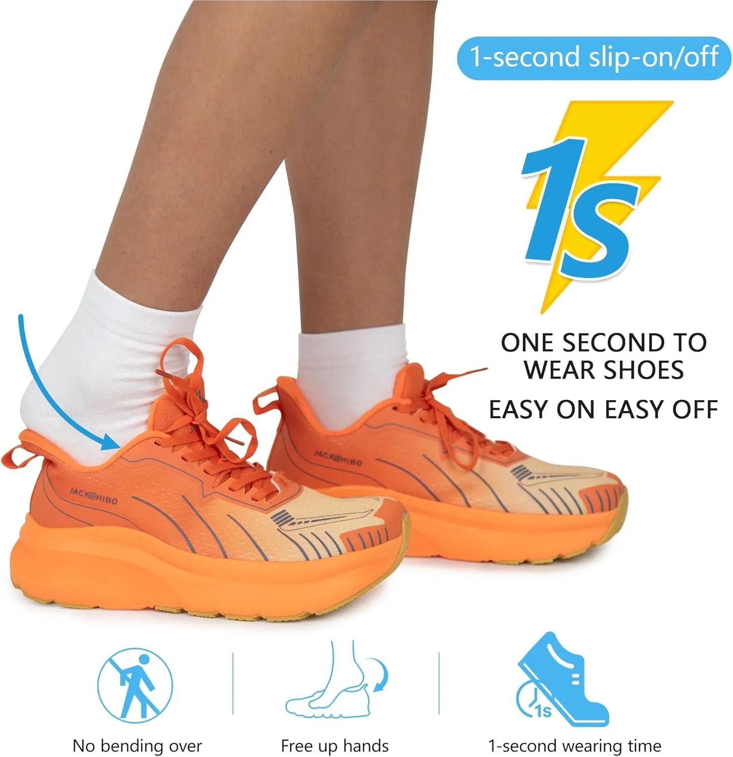 JACKSHIBO Slip in Men Hands Free Wide Toe Box Shoes Slip on Arch Support Wide Sneakers for Running Walking Tennis Athletic Plantar Fasciitis Orthopedic Shoe Zero Drop Cushion Thick Sole Width Shoes