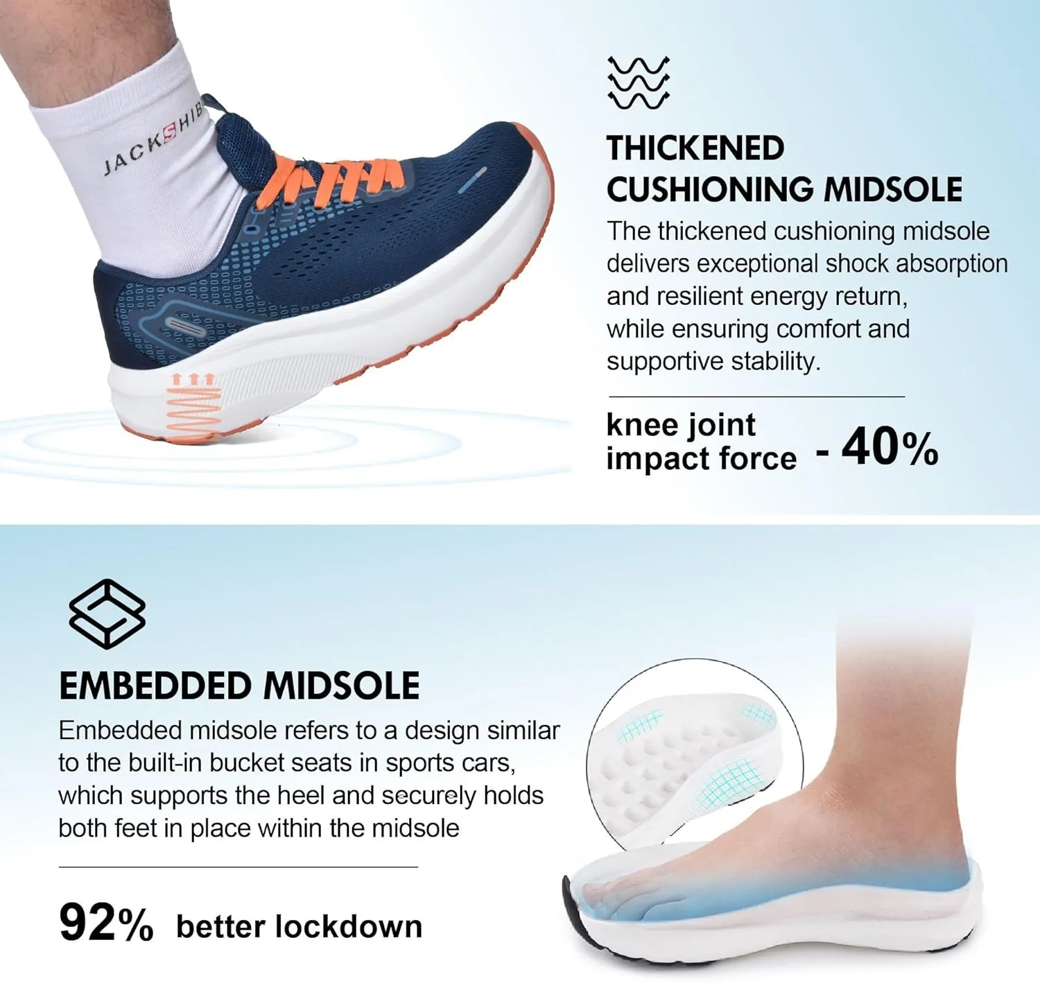 JACKSHIBO Wide Toe Box Shoes for Men Arch Support Shoes Wide Width Sneakers for Running Walking Athletic Tennis Orthopedic Plantar Fasciitis Workout Flux Footwear with Thick Cushioned Zero Drop Sole