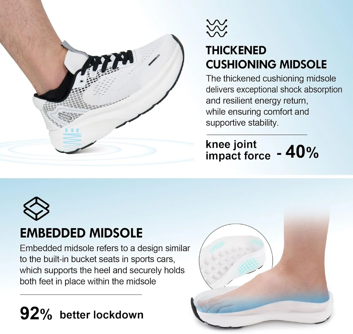 JACKSHIBO Wide Toe Box Shoes for Men Arch Support Shoes Wide Width Sneakers for Running Walking Athletic Tennis Orthopedic Plantar Fasciitis Workout Flux Footwear with Thick Cushioned Zero Drop Sole
