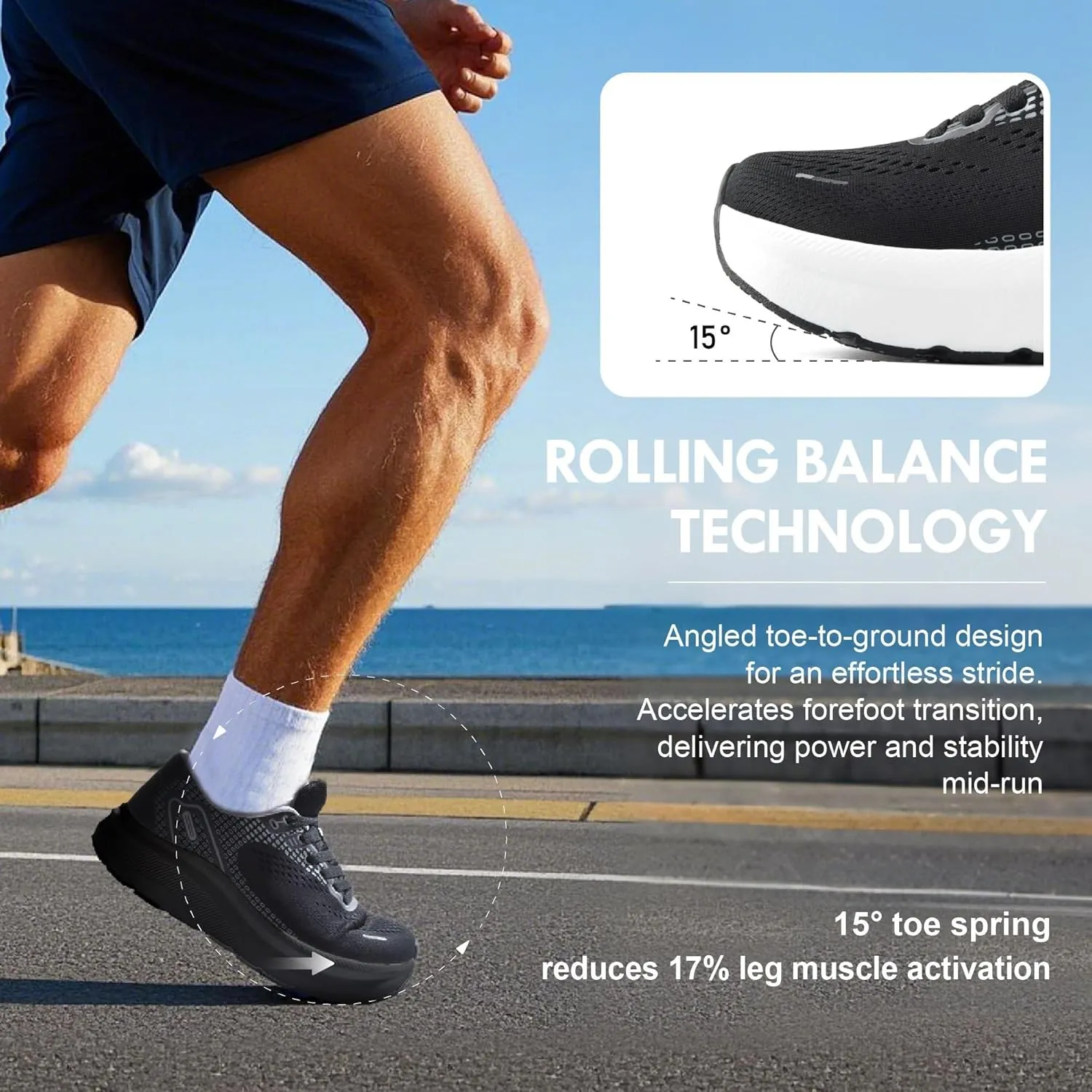 JACKSHIBO Wide Toe Box Shoes for Men Arch Support Shoes Wide Width Sneakers for Running Walking Athletic Tennis Orthopedic Plantar Fasciitis Workout Flux Footwear with Thick Cushioned Zero Drop Sole