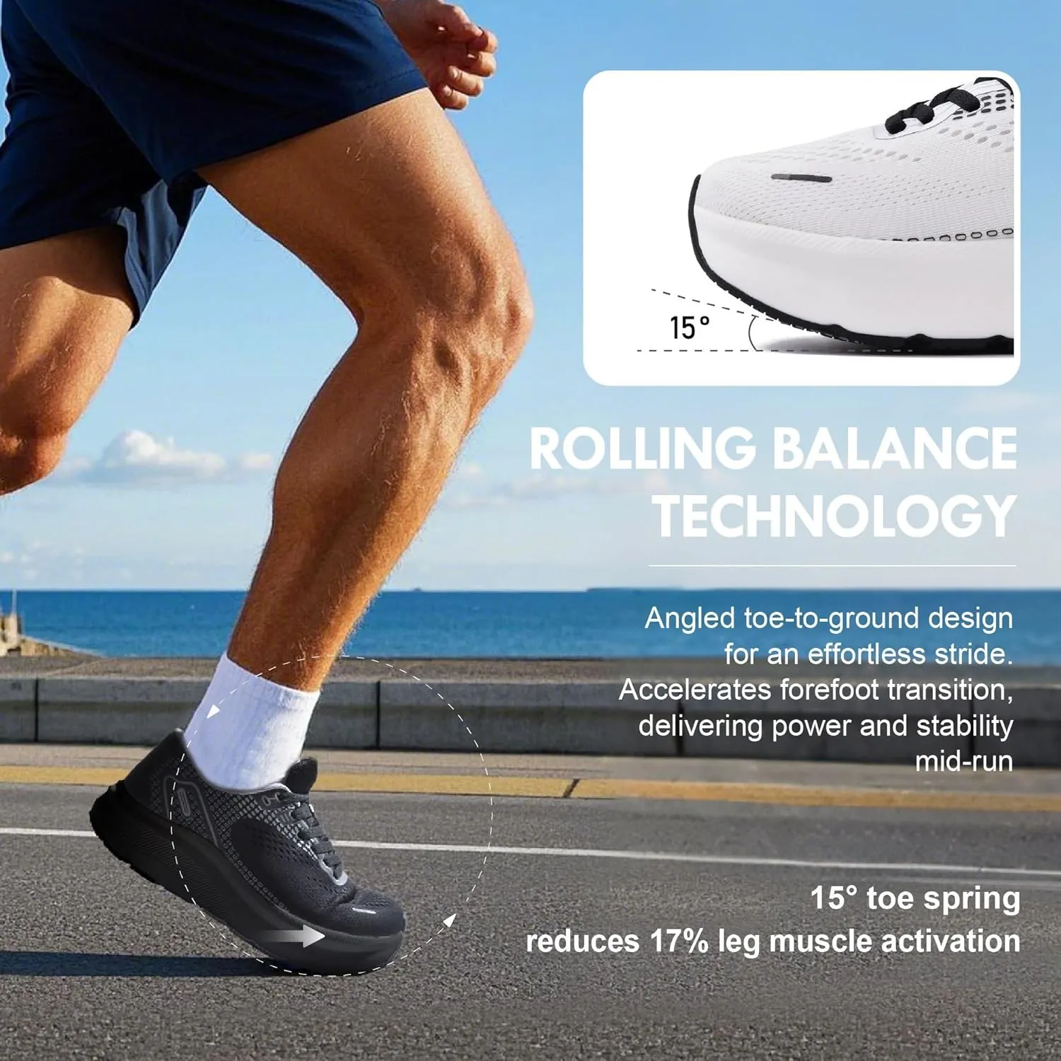 JACKSHIBO Wide Toe Box Shoes for Men Arch Support Shoes Wide Width Sneakers for Running Walking Athletic Tennis Orthopedic Plantar Fasciitis Workout Flux Footwear with Thick Cushioned Zero Drop Sole