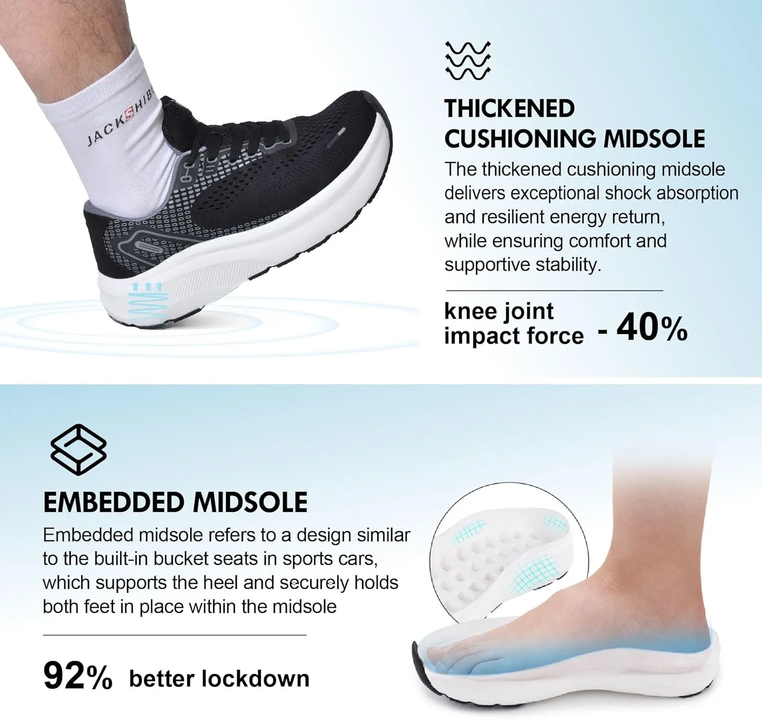 JACKSHIBO Wide Toe Box Shoes for Men Arch Support Shoes Wide Width Sneakers for Running Walking Athletic Tennis Orthopedic Plantar Fasciitis Workout Flux Footwear with Thick Cushioned Zero Drop Sole