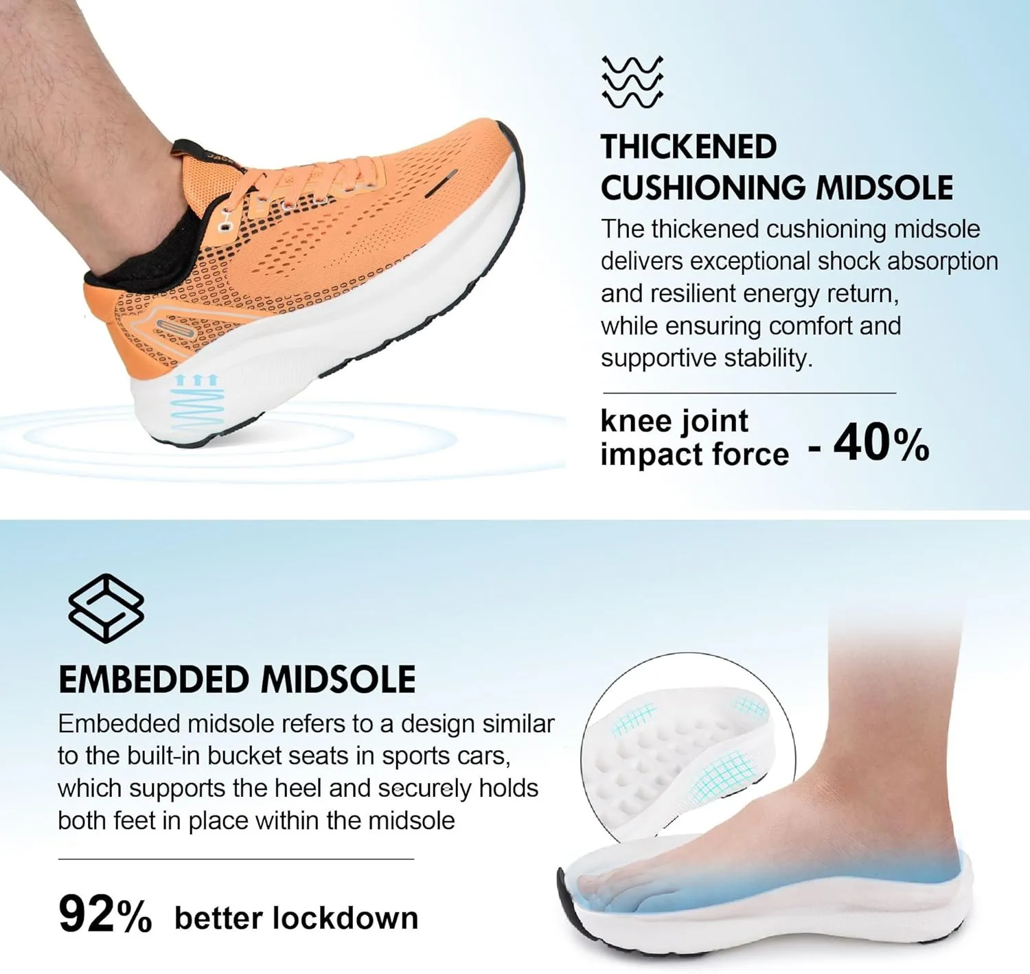 JACKSHIBO Wide Toe Box Shoes for Men Arch Support Shoes Wide Width Sneakers for Running Walking Athletic Tennis Orthopedic Plantar Fasciitis Workout Flux Footwear with Thick Cushioned Zero Drop Sole