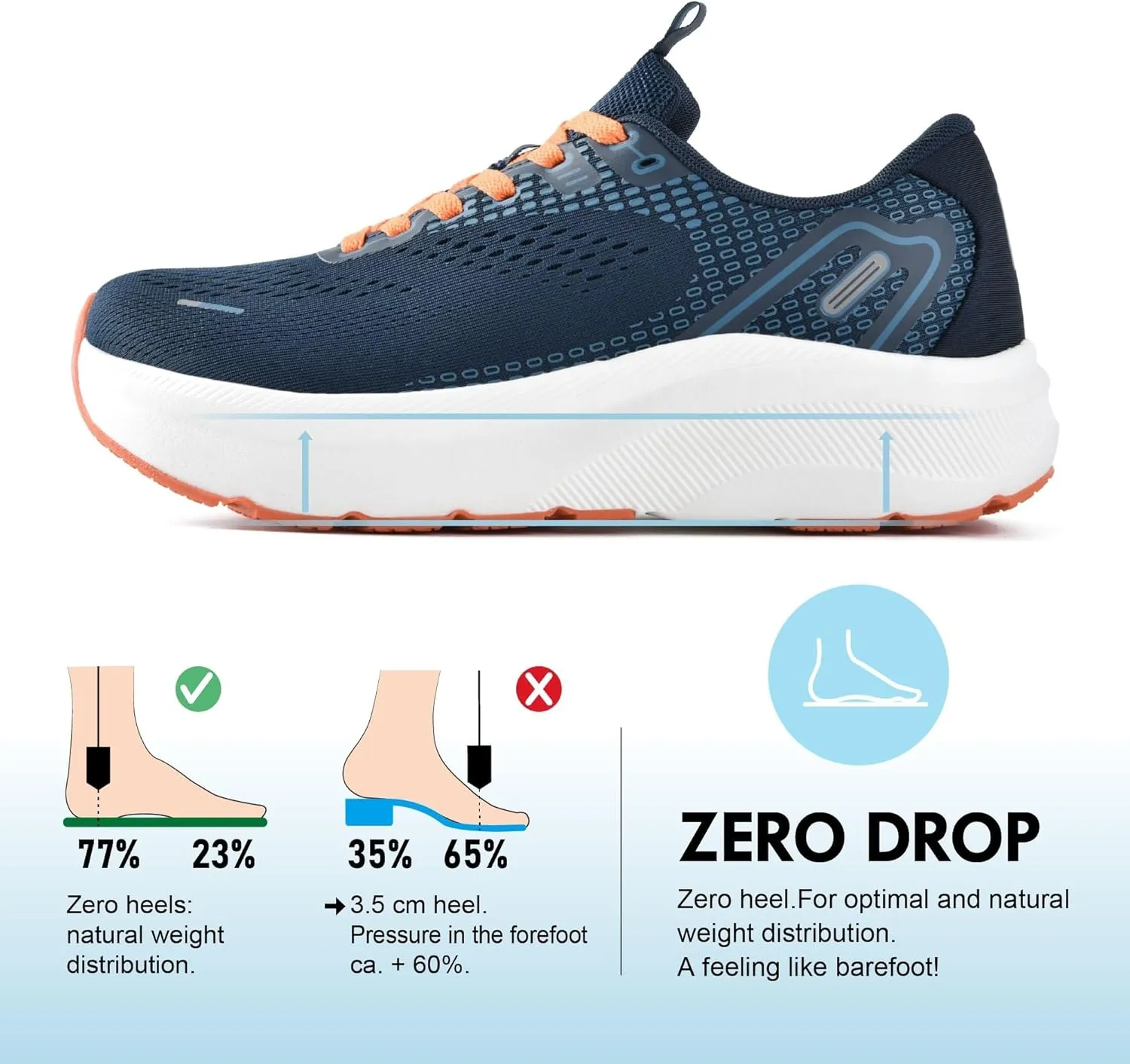 JACKSHIBO Wide Toe Box Shoes for Men Arch Support Shoes Wide Width Sneakers for Running Walking Athletic Tennis Orthopedic Plantar Fasciitis Workout Flux Footwear with Thick Cushioned Zero Drop Sole