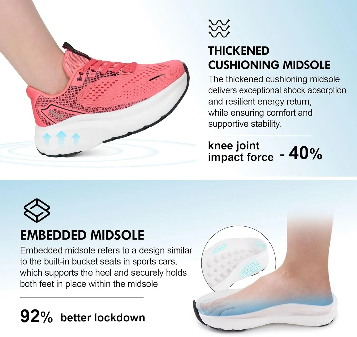 JACKSHIBO Wide Toe Box Shoes Women Arch Support Wide Sneakers for Running Walking Athletic Tennis Orthopedic Plantar Fasciitis Workout Flux Footwear with Thick Cushion Zero Drop Sole Width Shoes