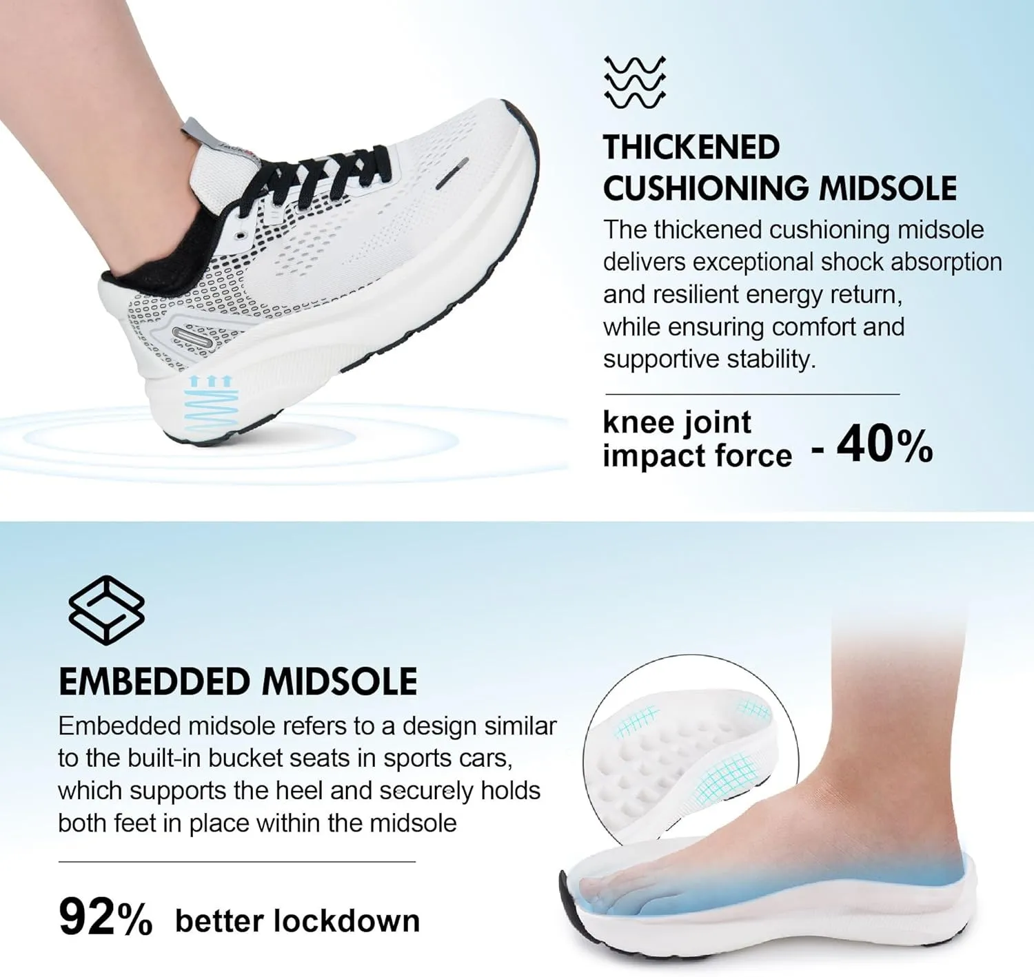 JACKSHIBO Wide Toe Box Shoes Women Arch Support Wide Sneakers for Running Walking Athletic Tennis Orthopedic Plantar Fasciitis Workout Flux Footwear with Thick Cushion Zero Drop Sole Width Shoes