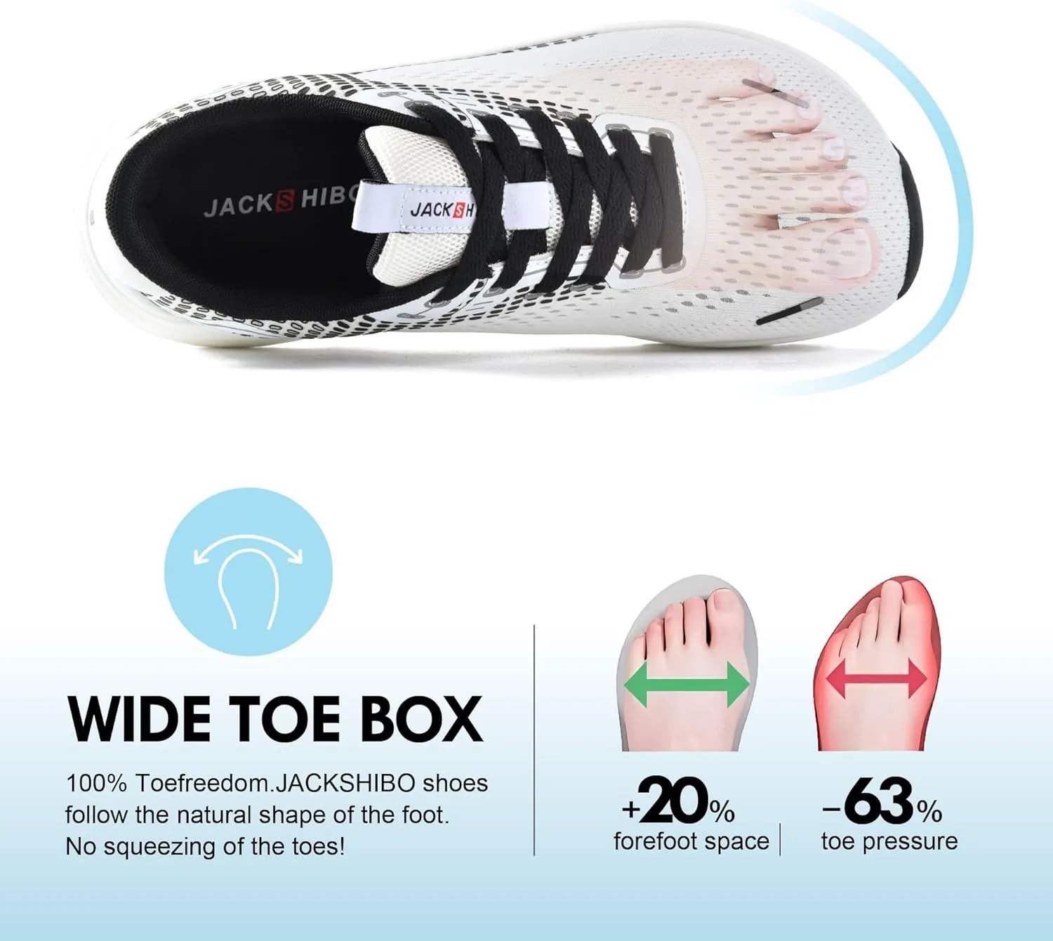 JACKSHIBO Wide Toe Box Shoes Women Arch Support Wide Sneakers for Running Walking Athletic Tennis Orthopedic Plantar Fasciitis Workout Flux Footwear with Thick Cushion Zero Drop Sole Width Shoes