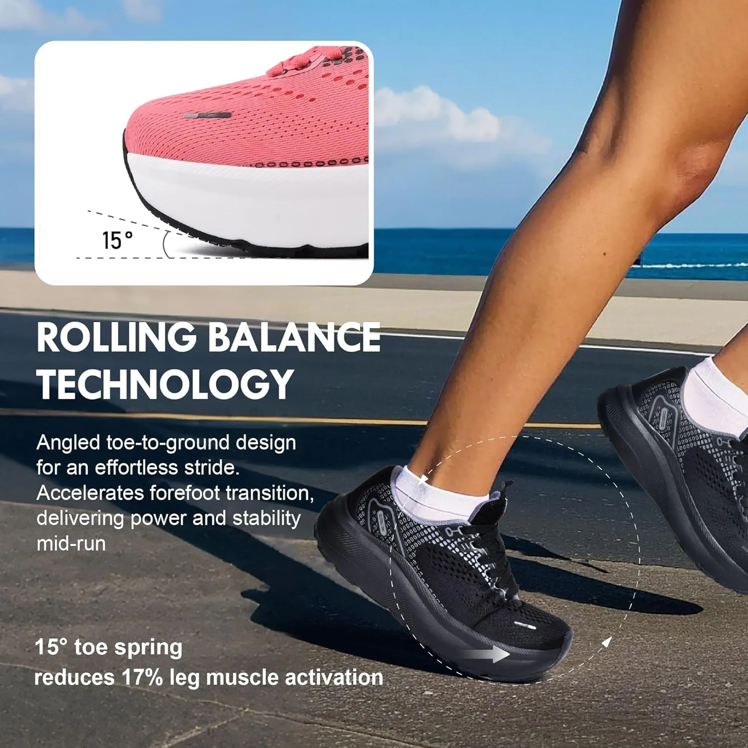 JACKSHIBO Wide Toe Box Shoes Women Arch Support Wide Sneakers for Running Walking Athletic Tennis Orthopedic Plantar Fasciitis Workout Flux Footwear with Thick Cushion Zero Drop Sole Width Shoes