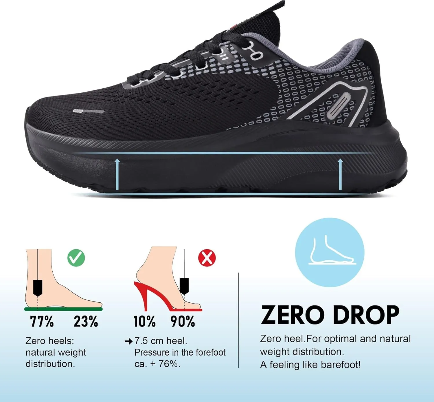 JACKSHIBO Wide Toe Box Shoes Women Arch Support Wide Sneakers for Running Walking Athletic Tennis Orthopedic Plantar Fasciitis Workout Flux Footwear with Thick Cushion Zero Drop Sole Width Shoes
