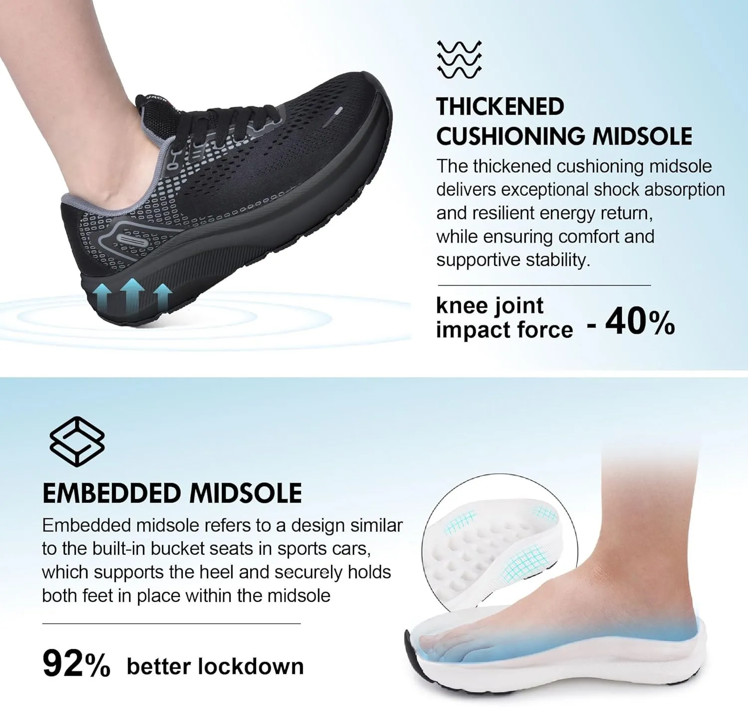 JACKSHIBO Wide Toe Box Shoes Women Arch Support Wide Sneakers for Running Walking Athletic Tennis Orthopedic Plantar Fasciitis Workout Flux Footwear with Thick Cushion Zero Drop Sole Width Shoes