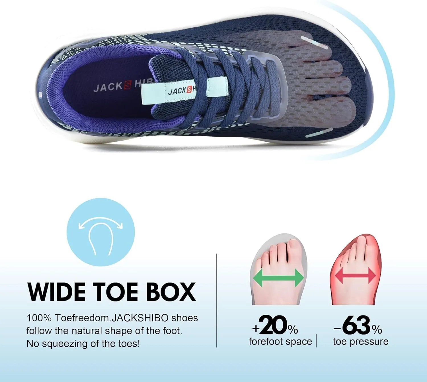 JACKSHIBO Wide Toe Box Shoes Women Arch Support Wide Sneakers for Running Walking Athletic Tennis Orthopedic Plantar Fasciitis Workout Flux Footwear with Thick Cushion Zero Drop Sole Width Shoes