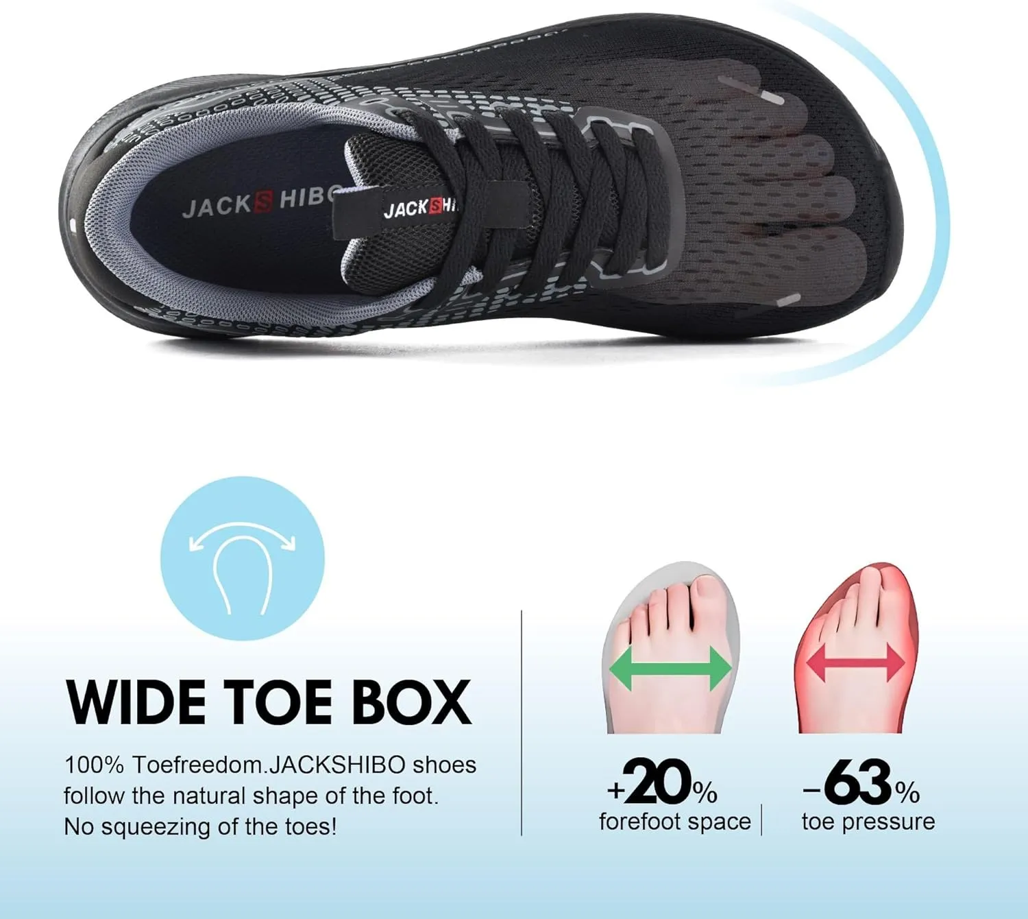 JACKSHIBO Wide Toe Box Shoes Women Arch Support Wide Sneakers for Running Walking Athletic Tennis Orthopedic Plantar Fasciitis Workout Flux Footwear with Thick Cushion Zero Drop Sole Width Shoes