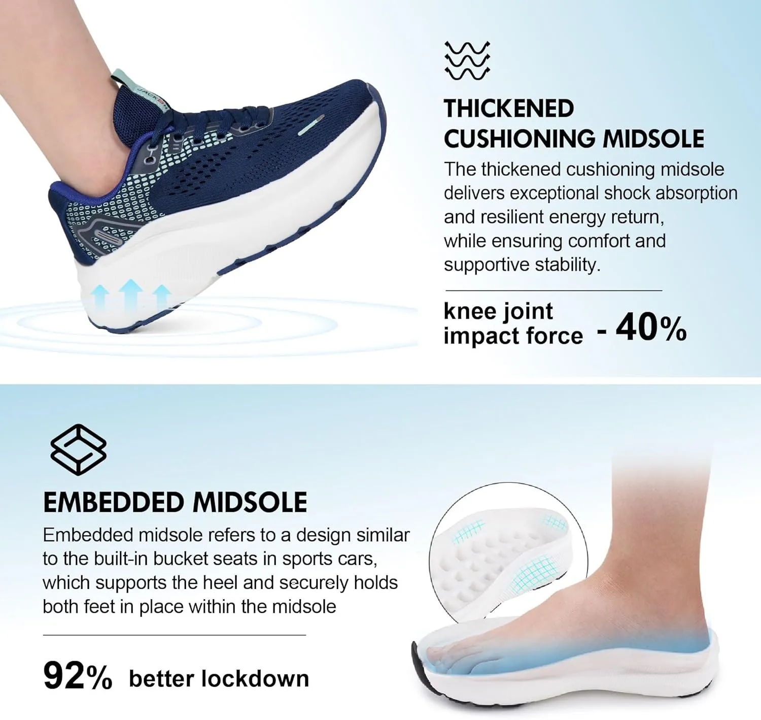 JACKSHIBO Wide Toe Box Shoes Women Arch Support Wide Sneakers for Running Walking Athletic Tennis Orthopedic Plantar Fasciitis Workout Flux Footwear with Thick Cushion Zero Drop Sole Width Shoes