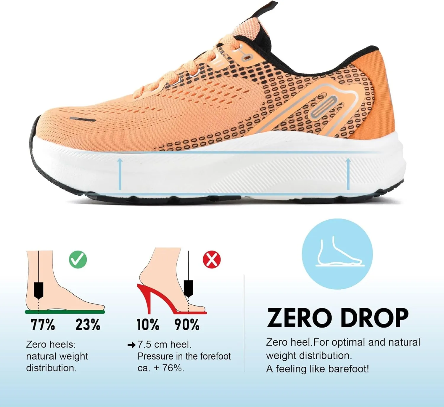 JACKSHIBO Wide Toe Box Shoes Women Arch Support Wide Sneakers for Running Walking Athletic Tennis Orthopedic Plantar Fasciitis Workout Flux Footwear with Thick Cushion Zero Drop Sole Width Shoes
