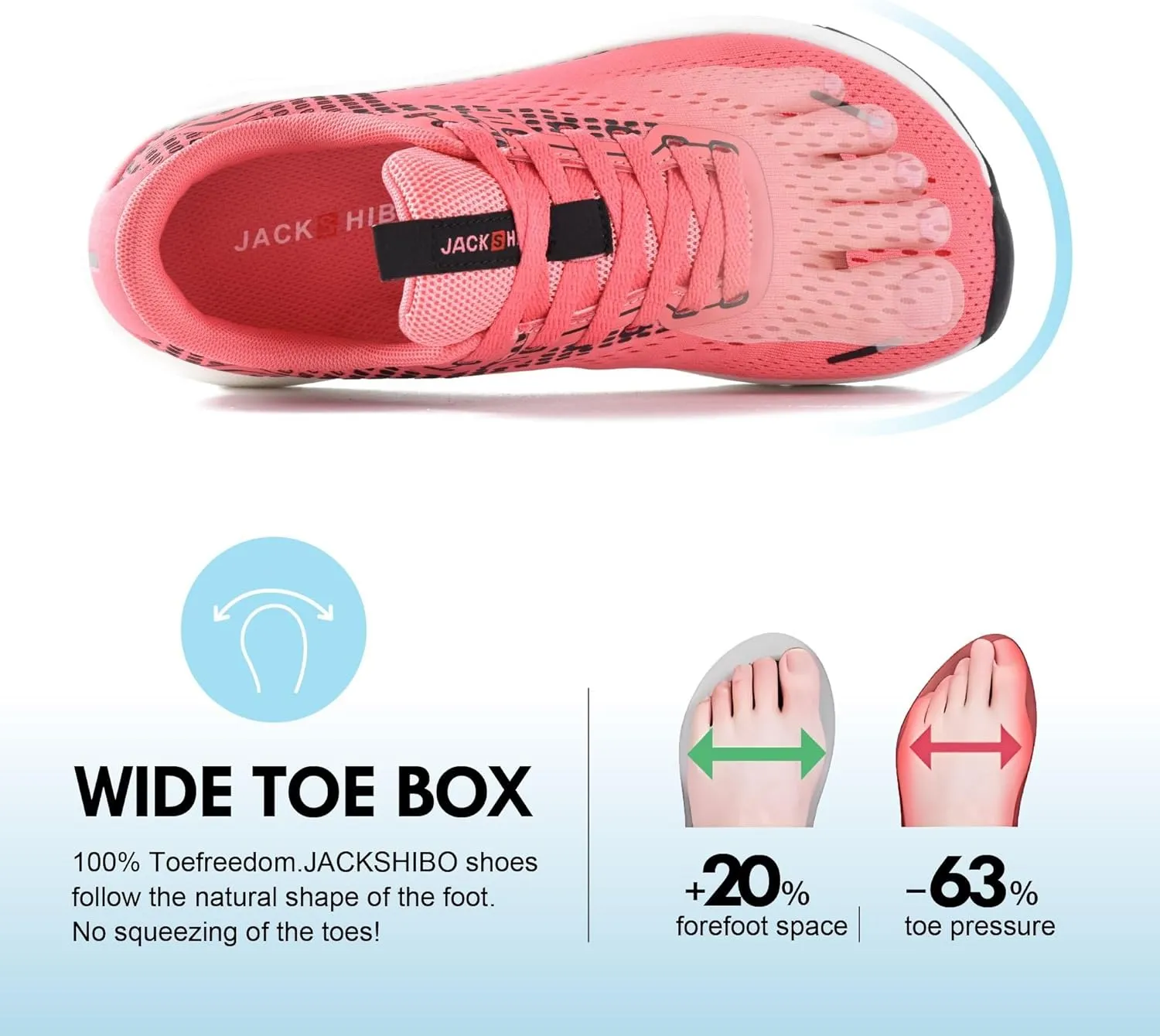 JACKSHIBO Wide Toe Box Shoes Women Arch Support Wide Sneakers for Running Walking Athletic Tennis Orthopedic Plantar Fasciitis Workout Flux Footwear with Thick Cushion Zero Drop Sole Width Shoes