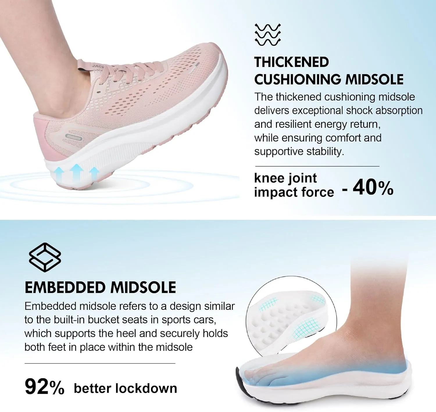 JACKSHIBO Wide Toe Box Shoes Women Arch Support Wide Sneakers for Running Walking Athletic Tennis Orthopedic Plantar Fasciitis Workout Flux Footwear with Thick Cushion Zero Drop Sole Width Shoes