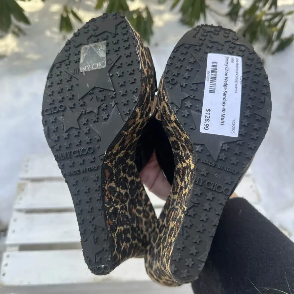 Jimmy Choo Phyllis Patent Leather Slide Wedge Sandals - Size 40