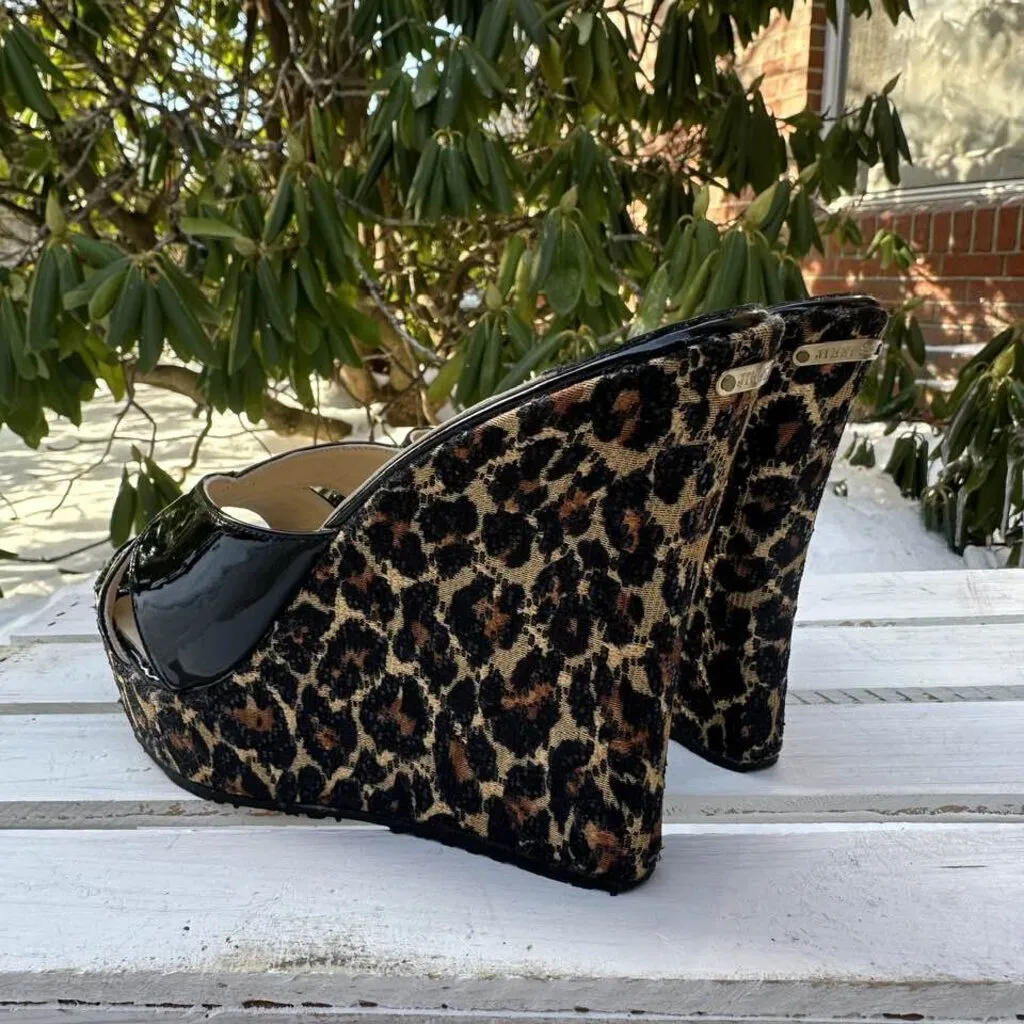 Jimmy Choo Phyllis Patent Leather Slide Wedge Sandals - Size 40