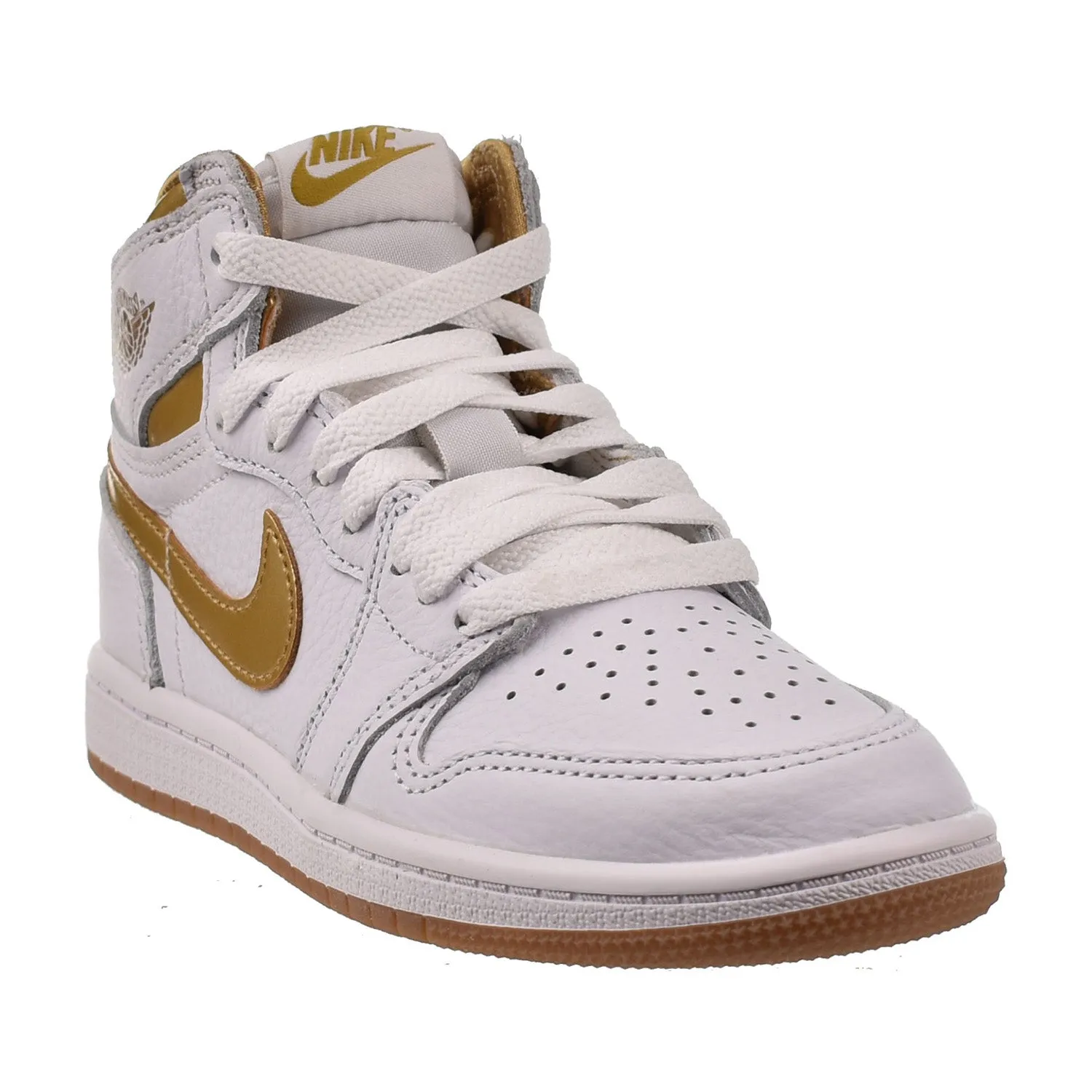 Jordan 1 Retro High OG (PS) Little Kids' Shoes White-Metallic Gold