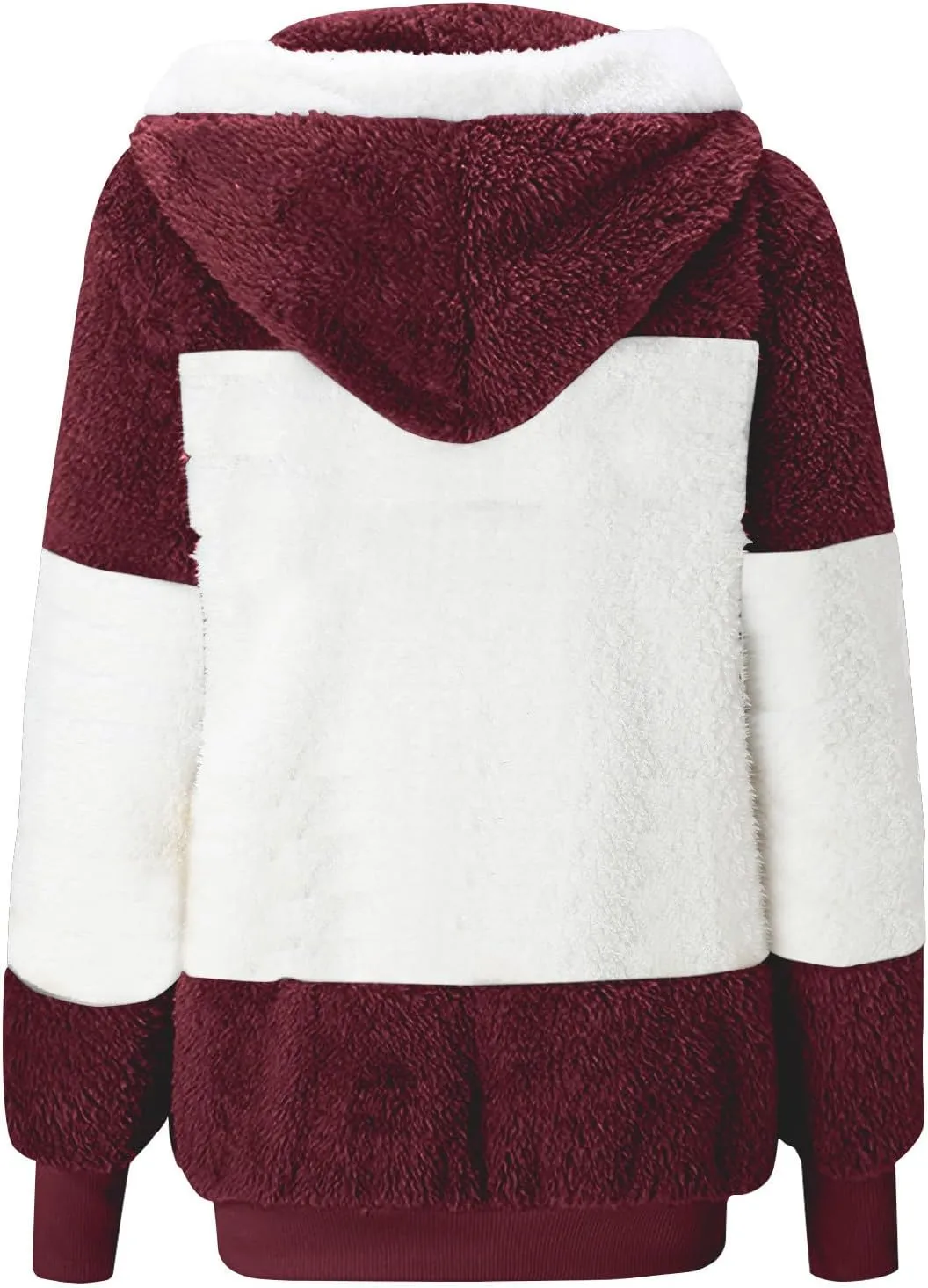 jovati Fleece Jacket Women Zip Up Color Block Hoodie Sweatshirts Long Sleeve Cardigan Fall Clothes 2023 Loose Fit Sweater