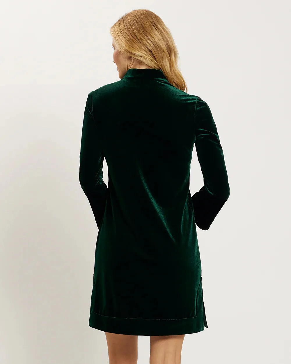 Jude Connally Kate Dress Stretch Velvet Palace Green