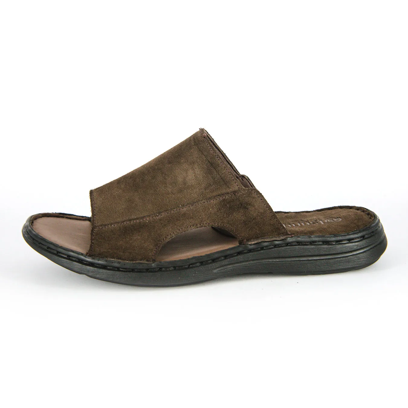 Juza : Mens Leather Sandal in Choc Dallas