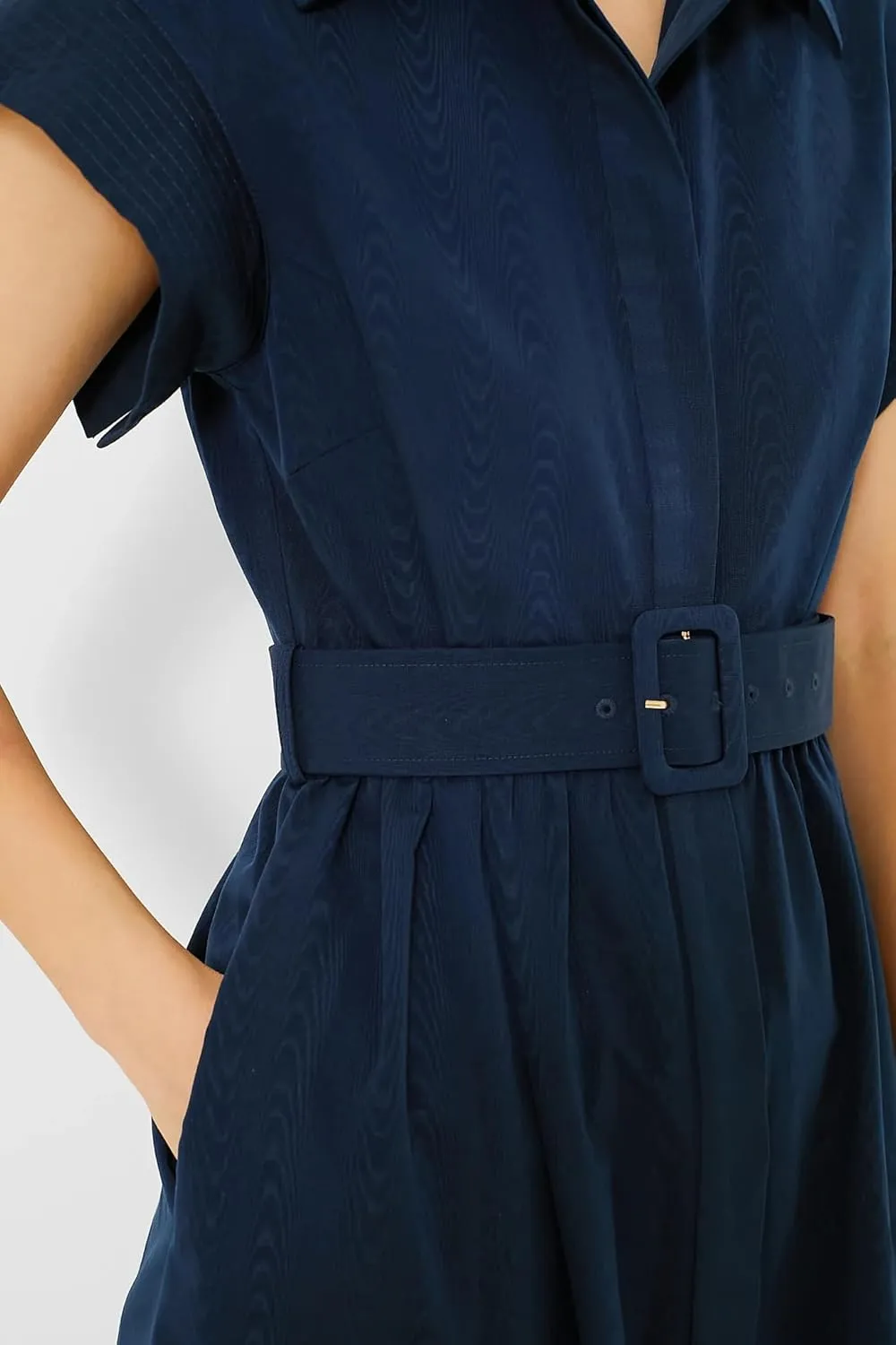 Ladyful Women Casual Button Down Shirt Dress Short Wing Sleeve Buiness Midi Shirt Dress with Belt Elegant Dress