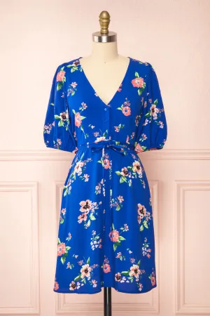 Liana Blue | Short V-Neck Dress