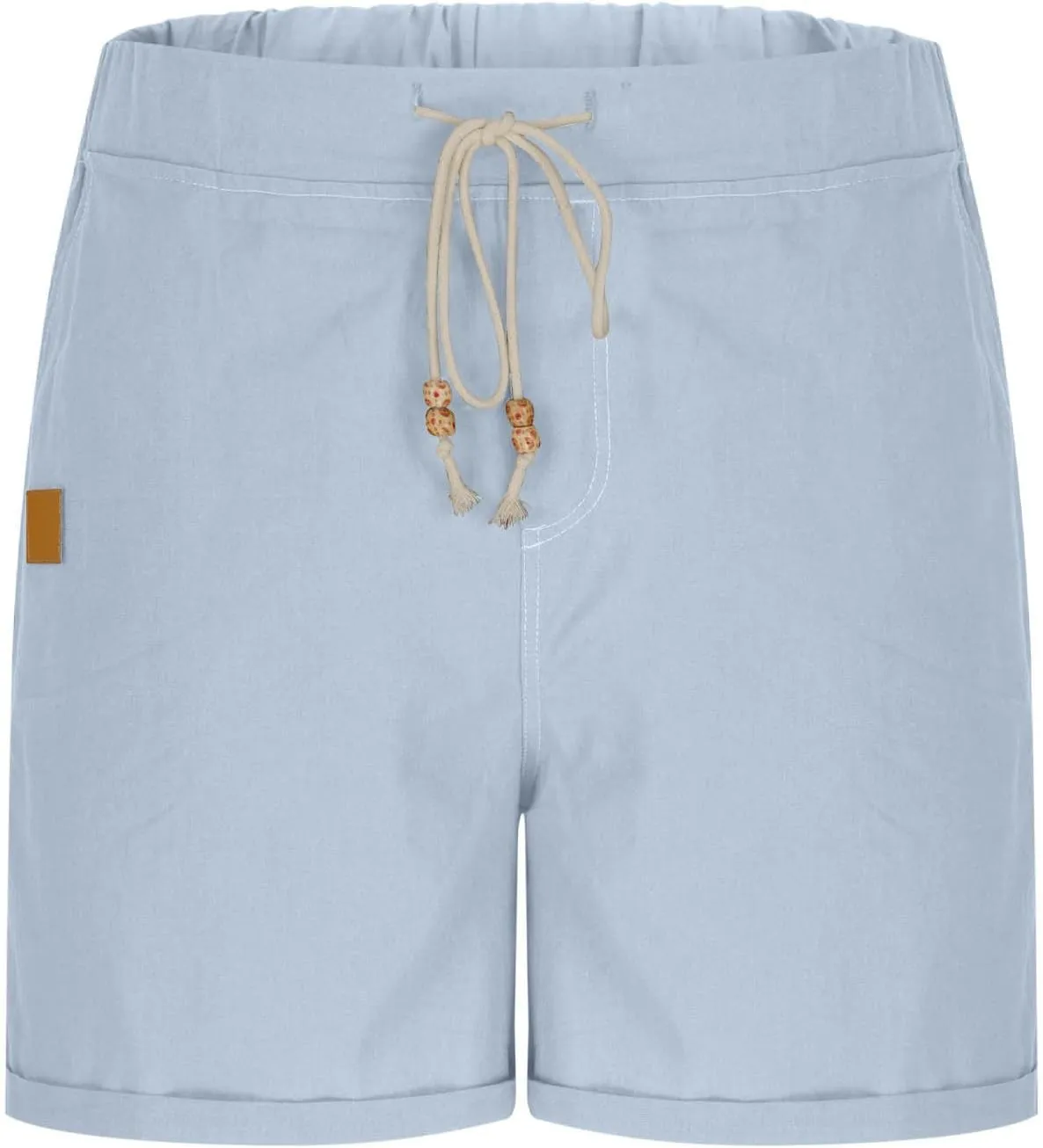 Linen Shorts for Men Casual Drawstring Elastic Waist Quick Dry Summer Beach Shorts with Pockets for Summer