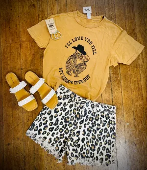 Liv- denim leopard shorts